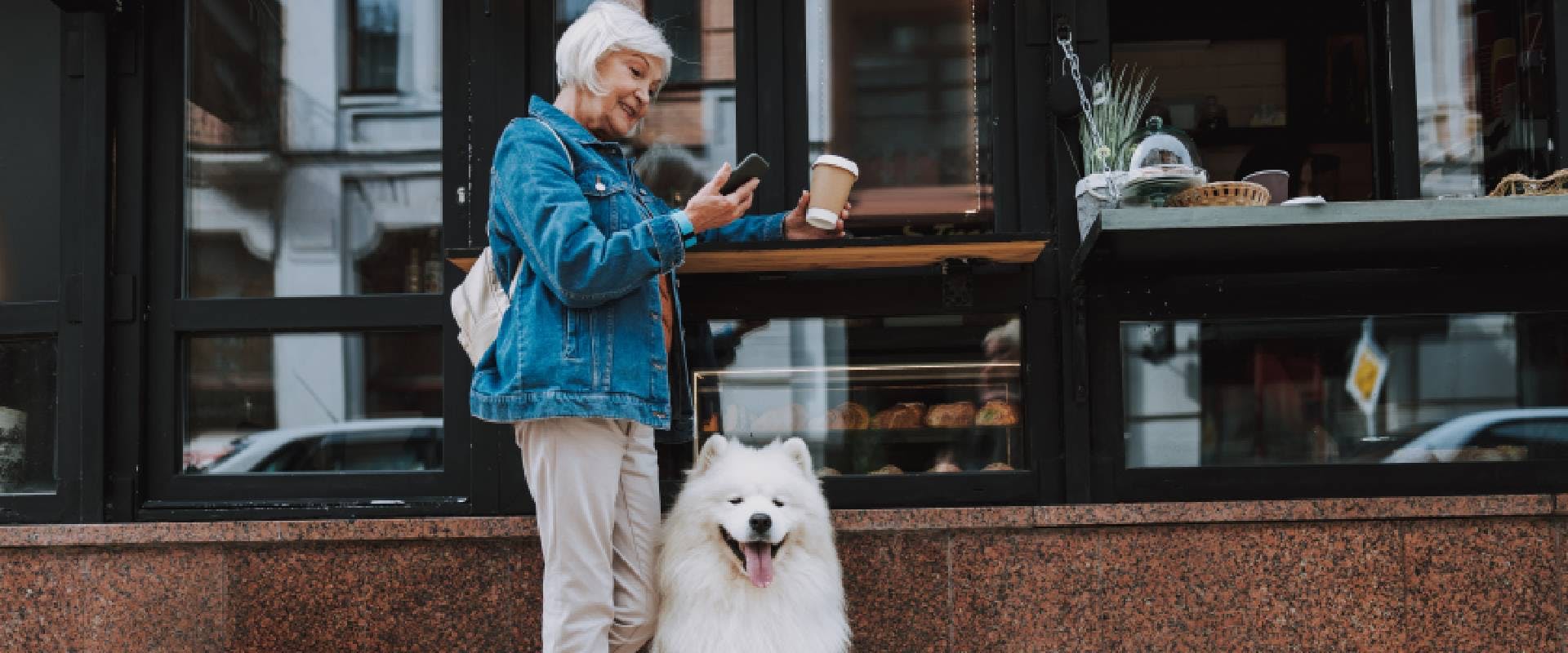 Lady stood outside one of Edinburgh's cafes for dogs
