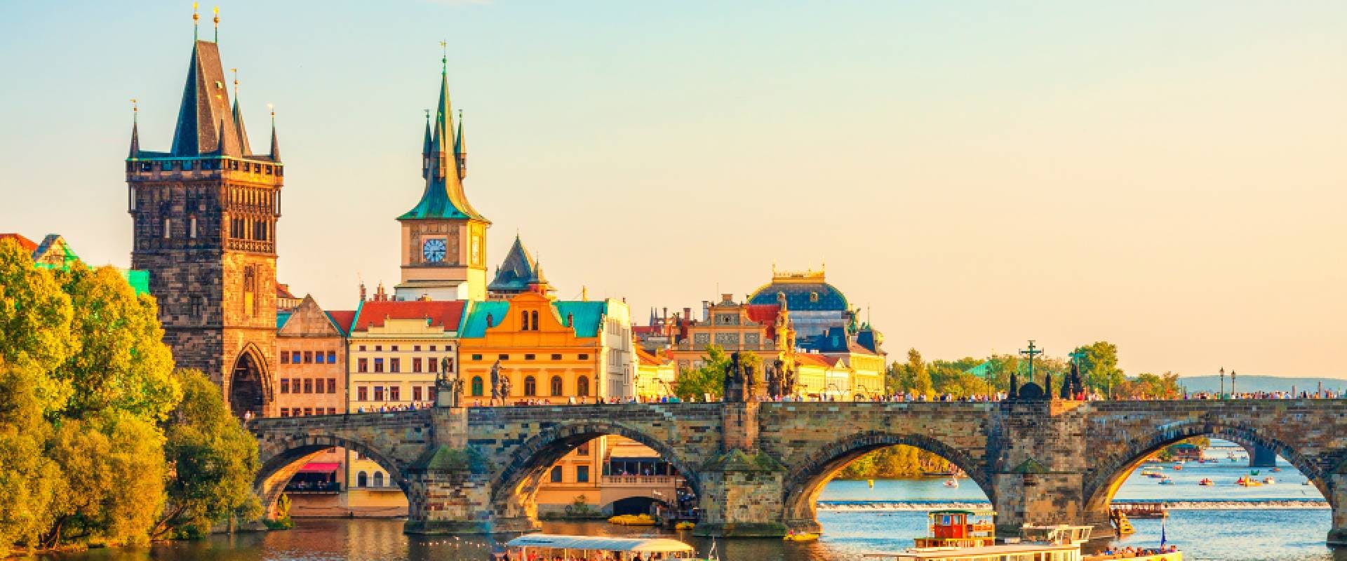Charles Bridge and architecture of the old town in Prague