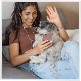A woman and a puppy