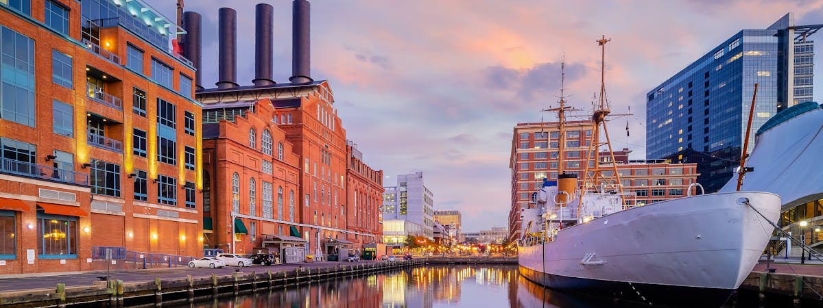 Downtown Baltimore city skyline, Maryland, USA