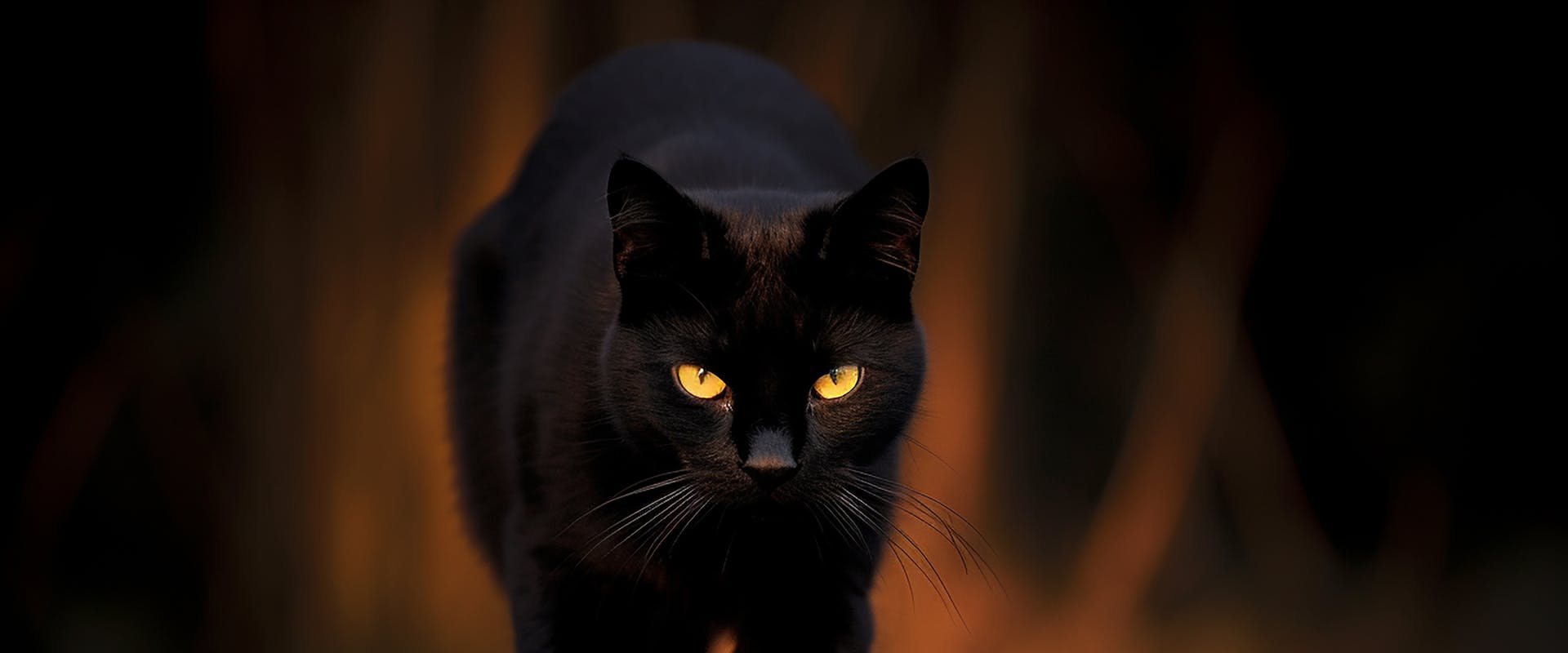 A black cat walking.