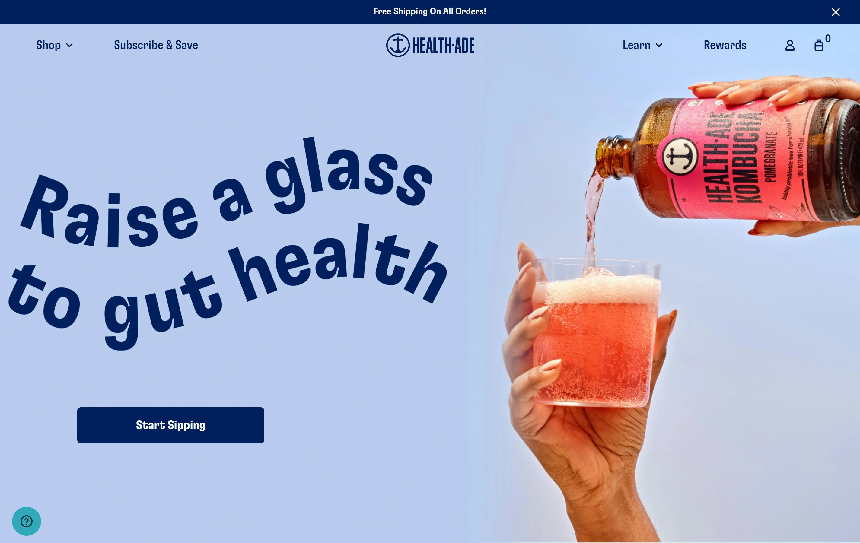 Health-Ade Website (Desktop View)
