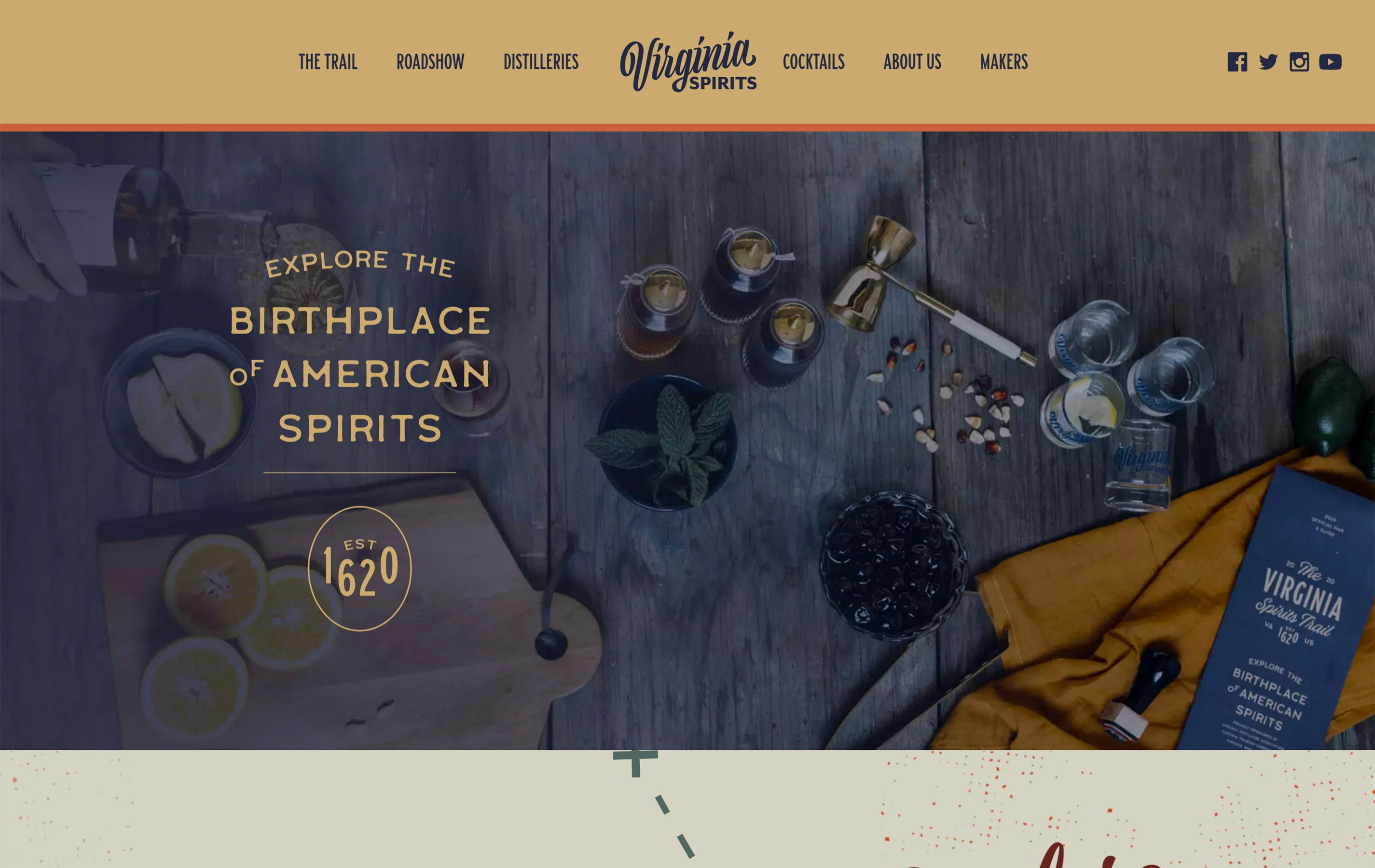 Virginia Spirits Website (Desktop View)