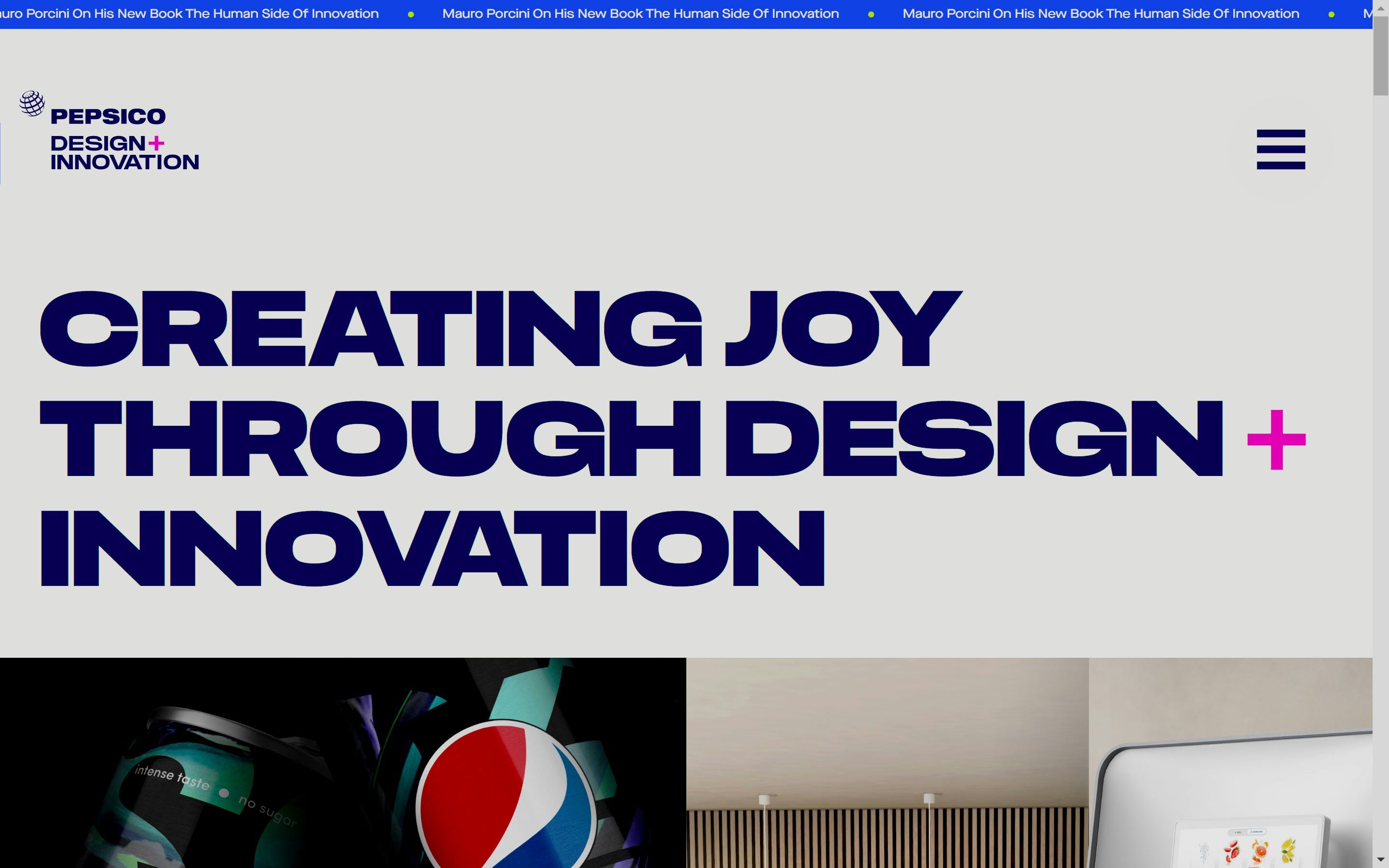Pepsico Design + Innovation Website (DesktopView)