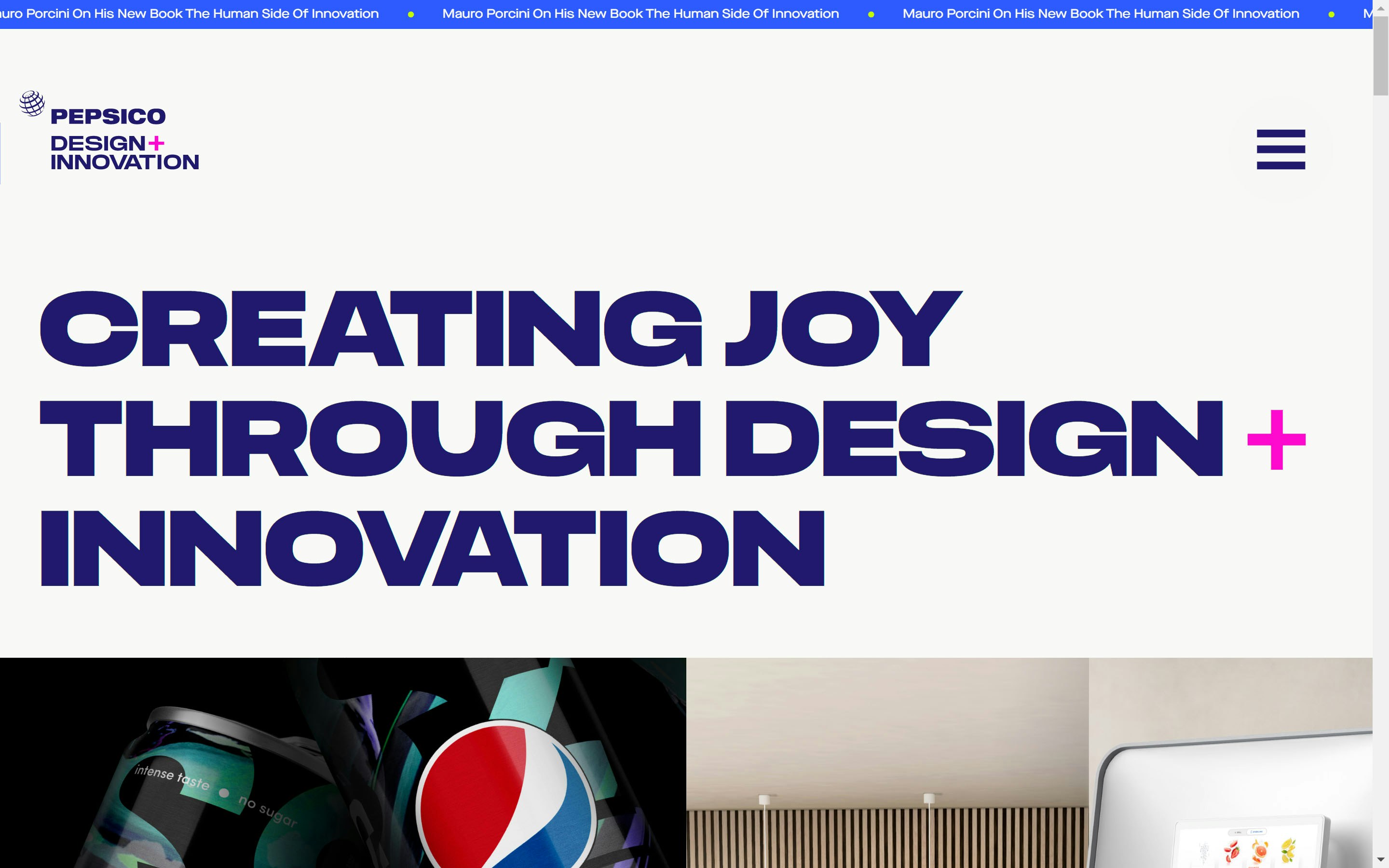 Pepsico Design + Innovation Website (DesktopView)