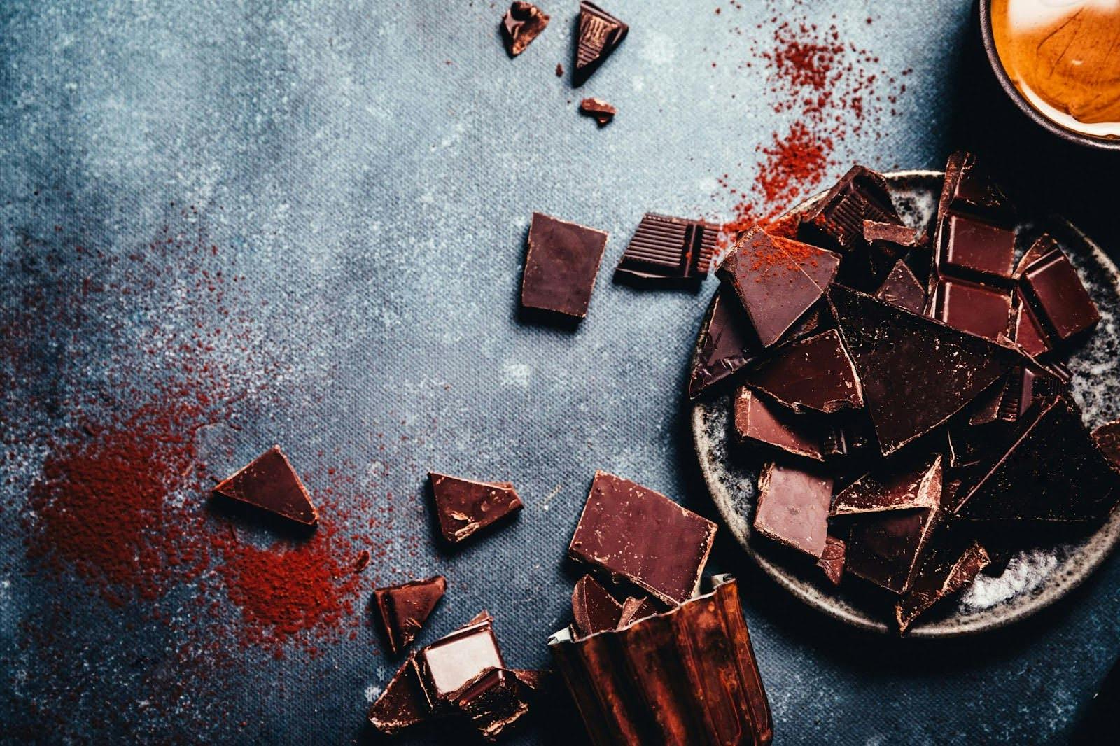Dark chocolate squares.
