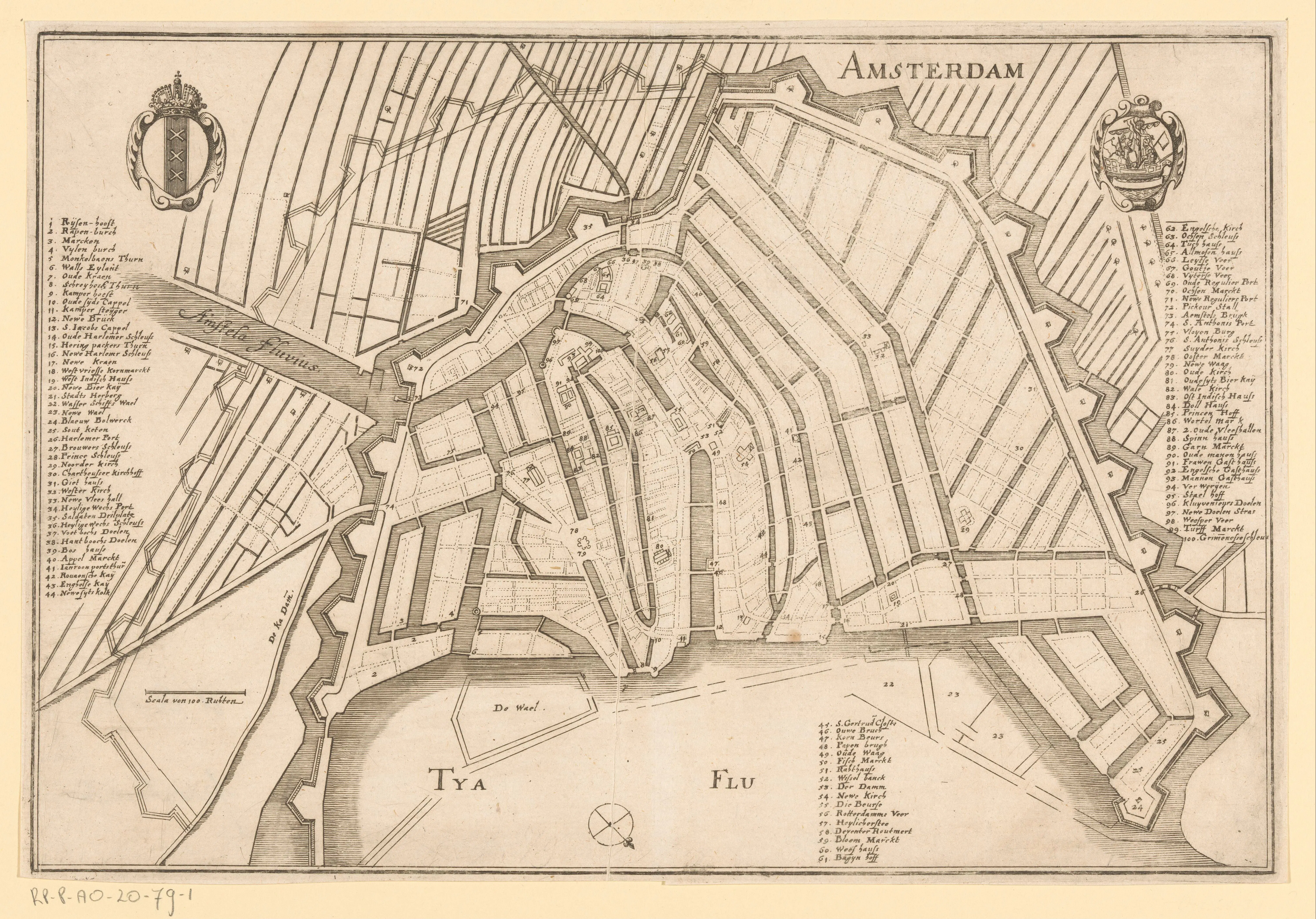 A seventeenth-century fortification plan of Amsterdam.