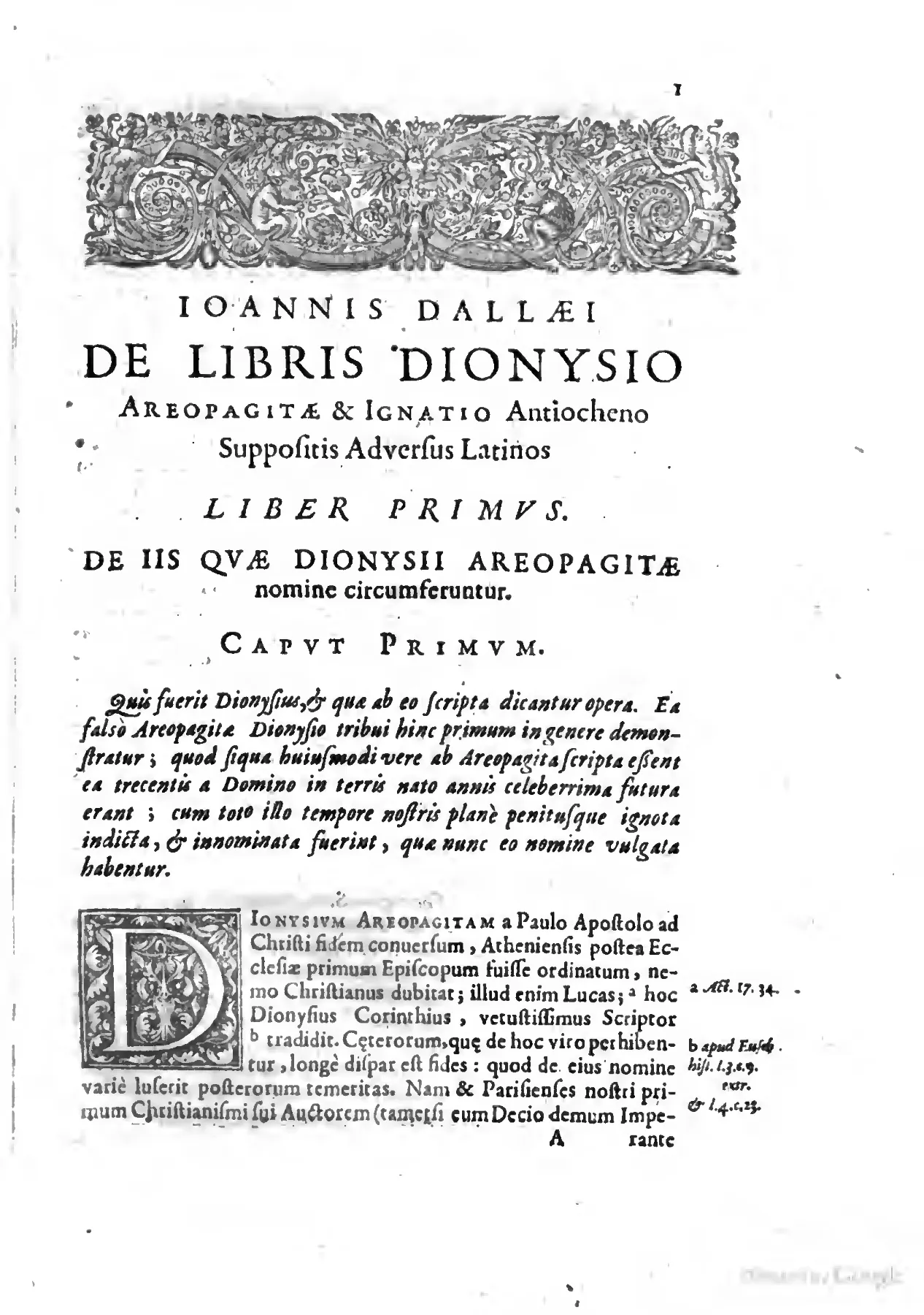 The opening page of Book I, with woodcut headpiece and historiated initial.