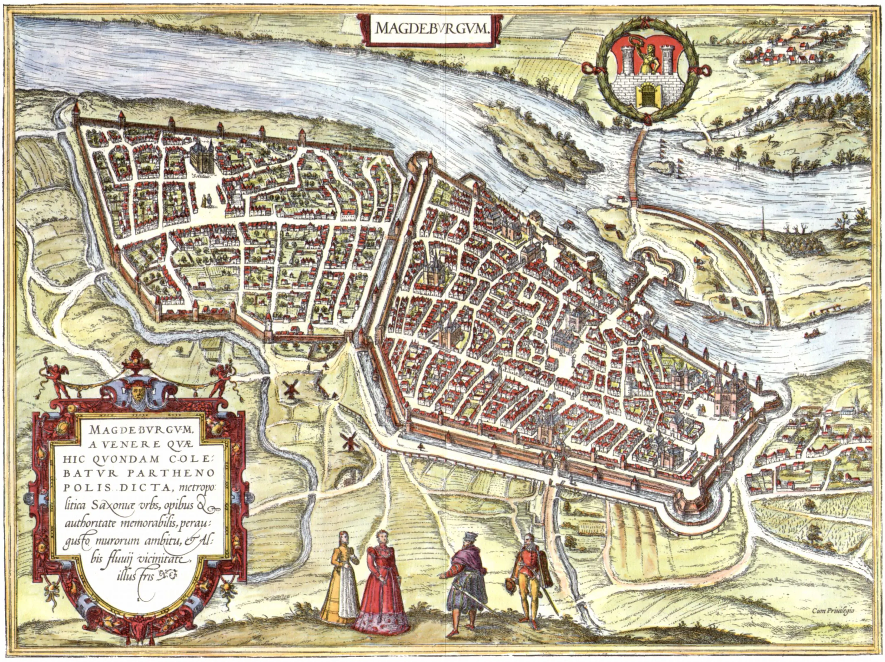 Engraved for the Braun and Hogenberg city atlases in 1572, this view presents the city that gave the Magdeburg Centuries their name and institutional setting — the civic and confessional world in which Reformation controversy turned church history into a collaborative labour of collection, ordering, and inspection.