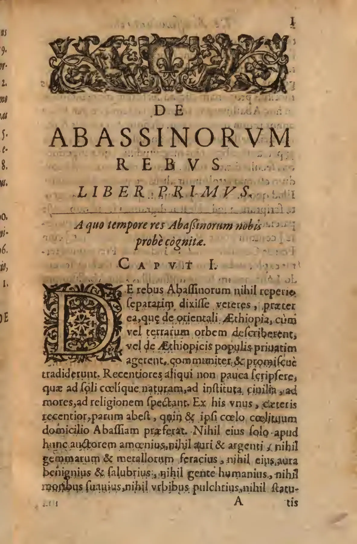 The opening of Book I, with woodcut headpiece and ornamental initial.