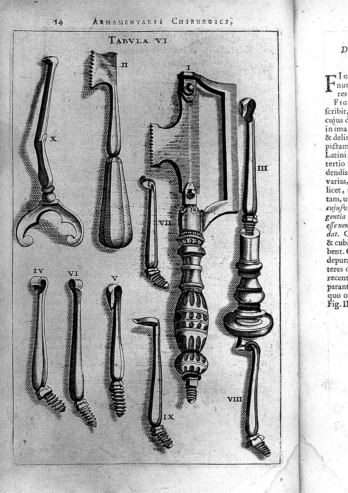 A plate of surgical instruments from Johannes Scultetus's Armamentarium chirurgicum.