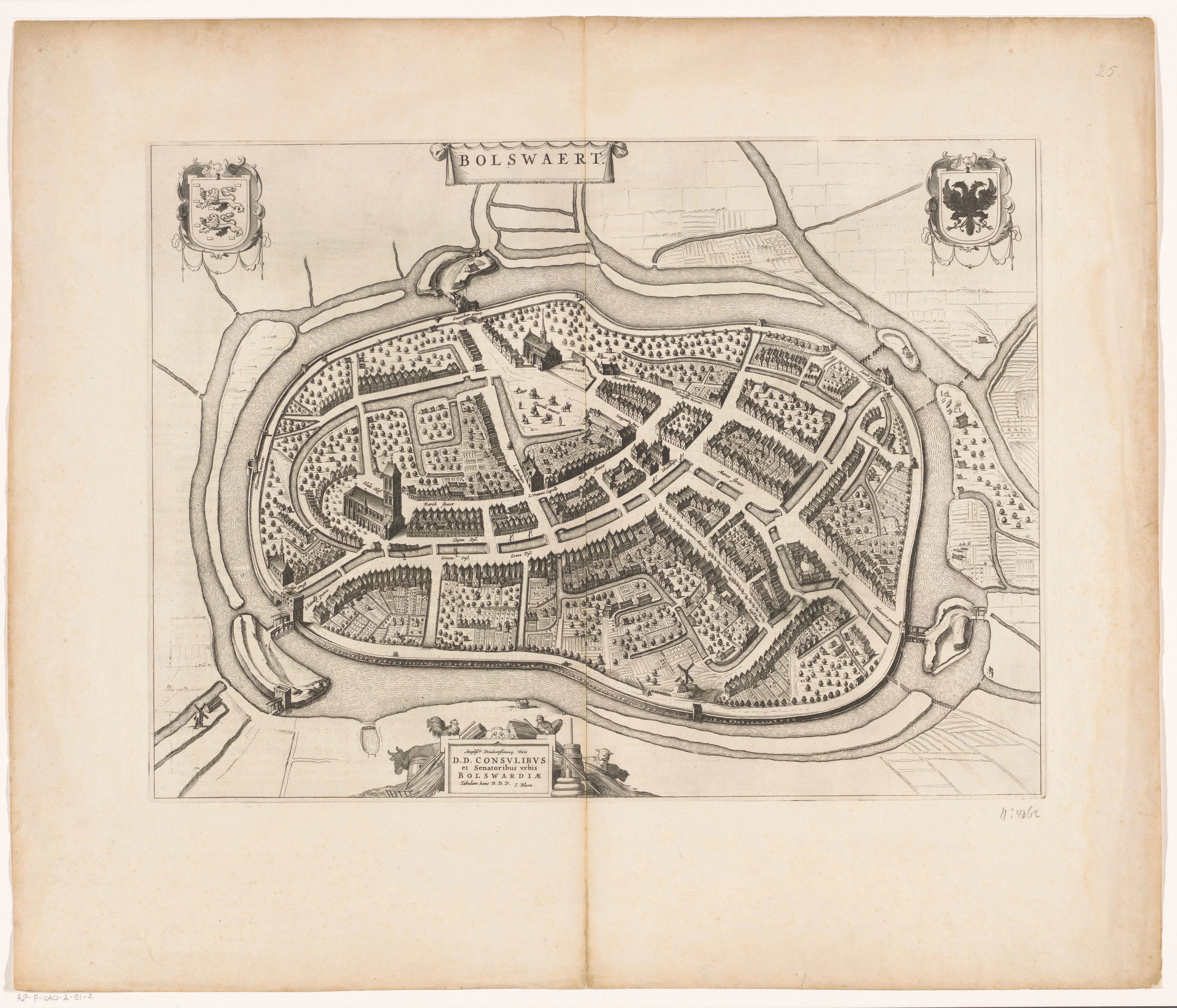 A plan of Bolsward (Bolswaert) in Friesland, where Lindanus says he saw two chalices fitted with soldered tubes for receiving Christ's blood. It sets that observation in the Frisian world that gave his case for the antiquity, and decline, of lay communion from the chalice its force.
