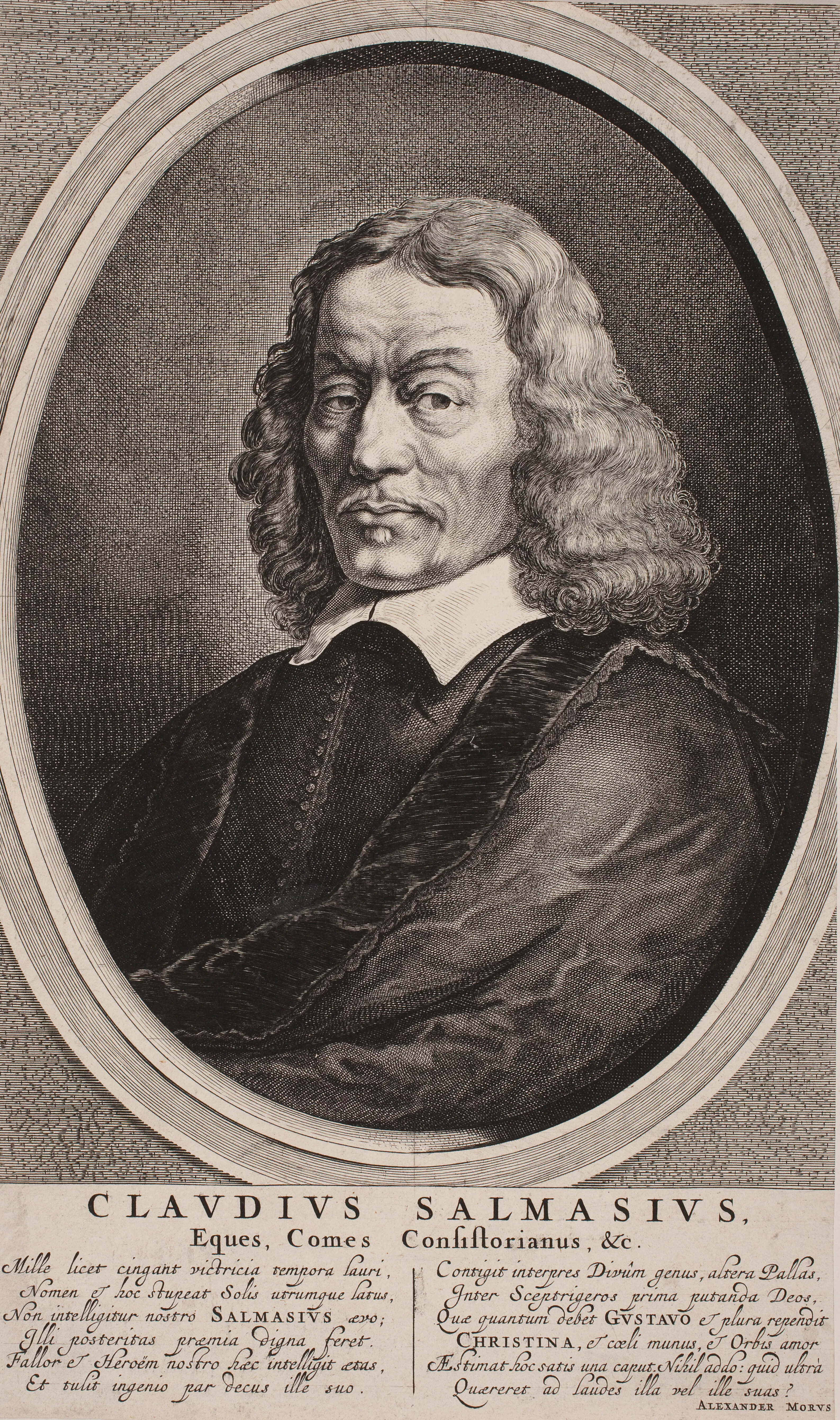 Salomon Savery's engraved portrait of Claude de Saumaise (Salmasius), philologist and antiquary.