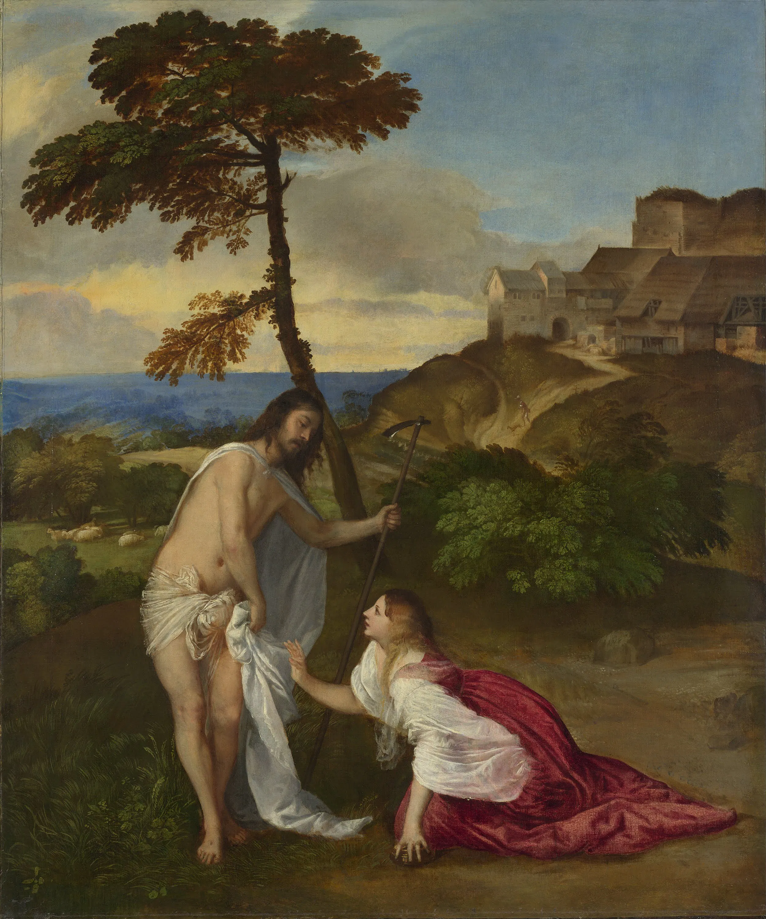 Titian's early-sixteenth-century Noli me tangere anchors Mary Magdalene in the Gospel scene that secured her scriptural identity, long before later traditions extended her story into apostolic Gaul. That gap between recognized biblical witness and contested post-apostolic biography is precisely where Launoy's charge of *advena*—a late-arriving figure in tradition rather than an indigenous founder—draws its polemical force.
