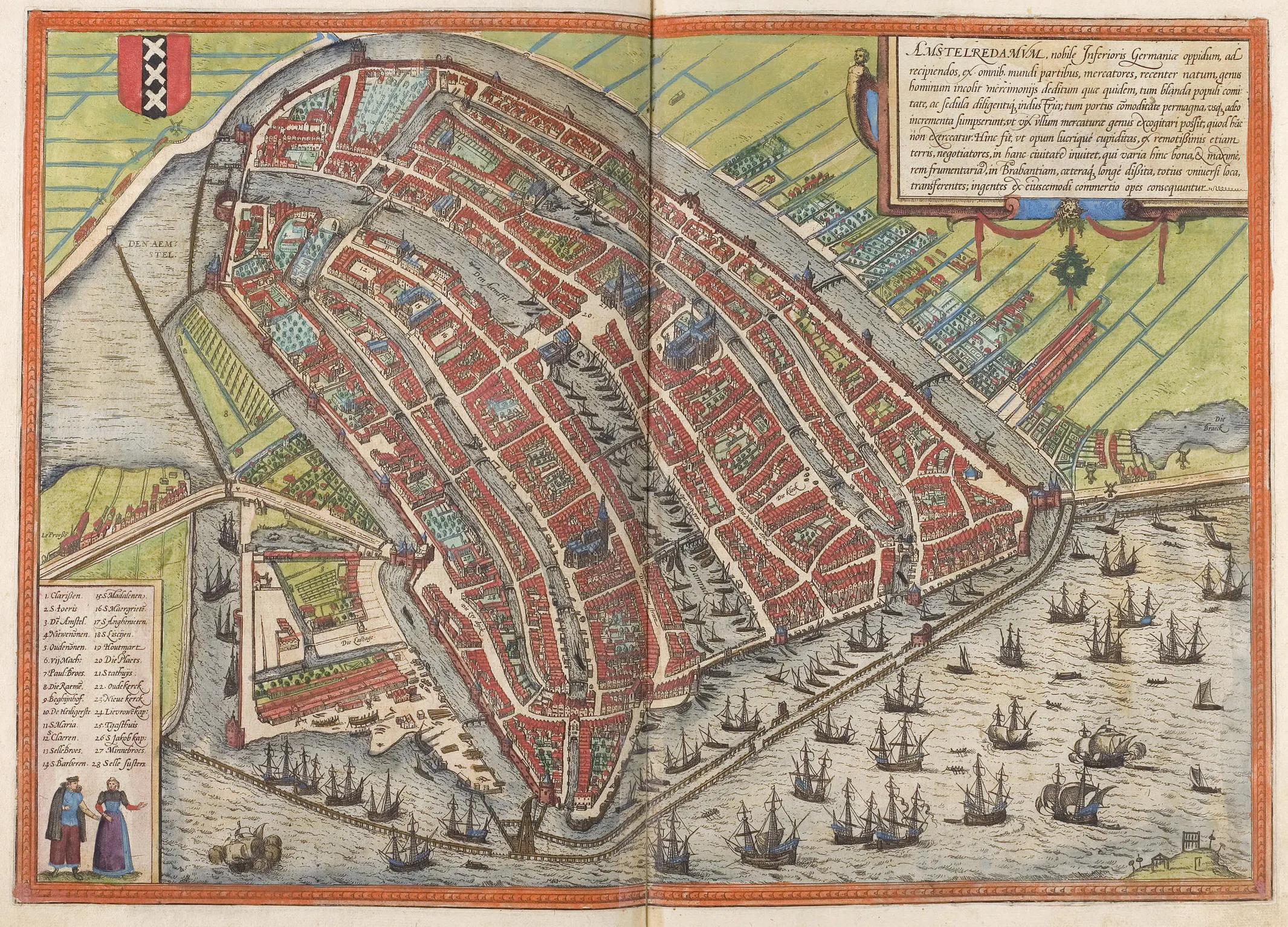 A sixteenth-century Braun and Hogenberg view of Amsterdam, made decades before Dögen wrote, evokes the water-bound mercantile city he praised as his second fatherland, where, he observed, the Hollander defended himself less by arms than by waters.