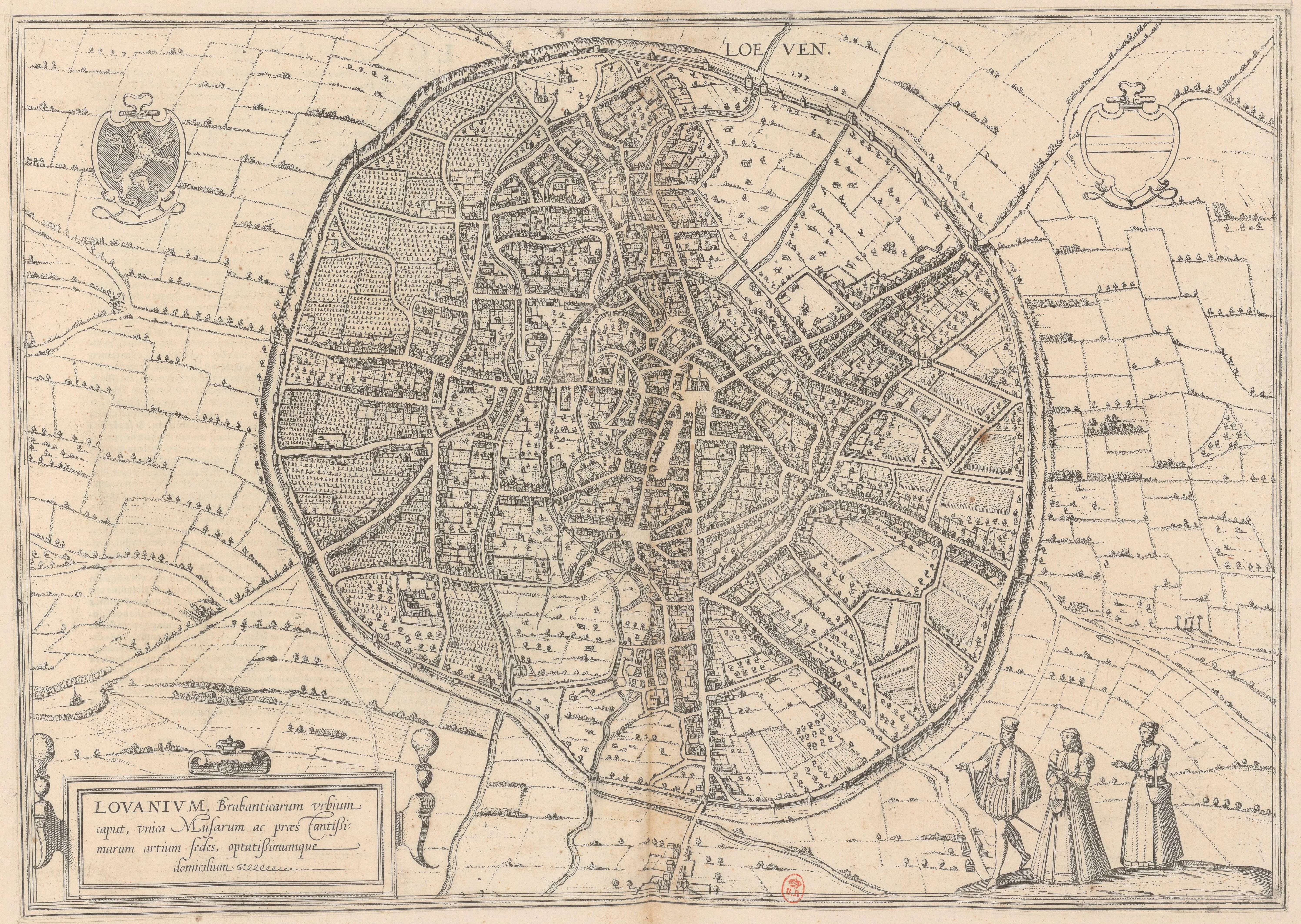 A Cologne-published engraved plan of Louvain/Leuven.