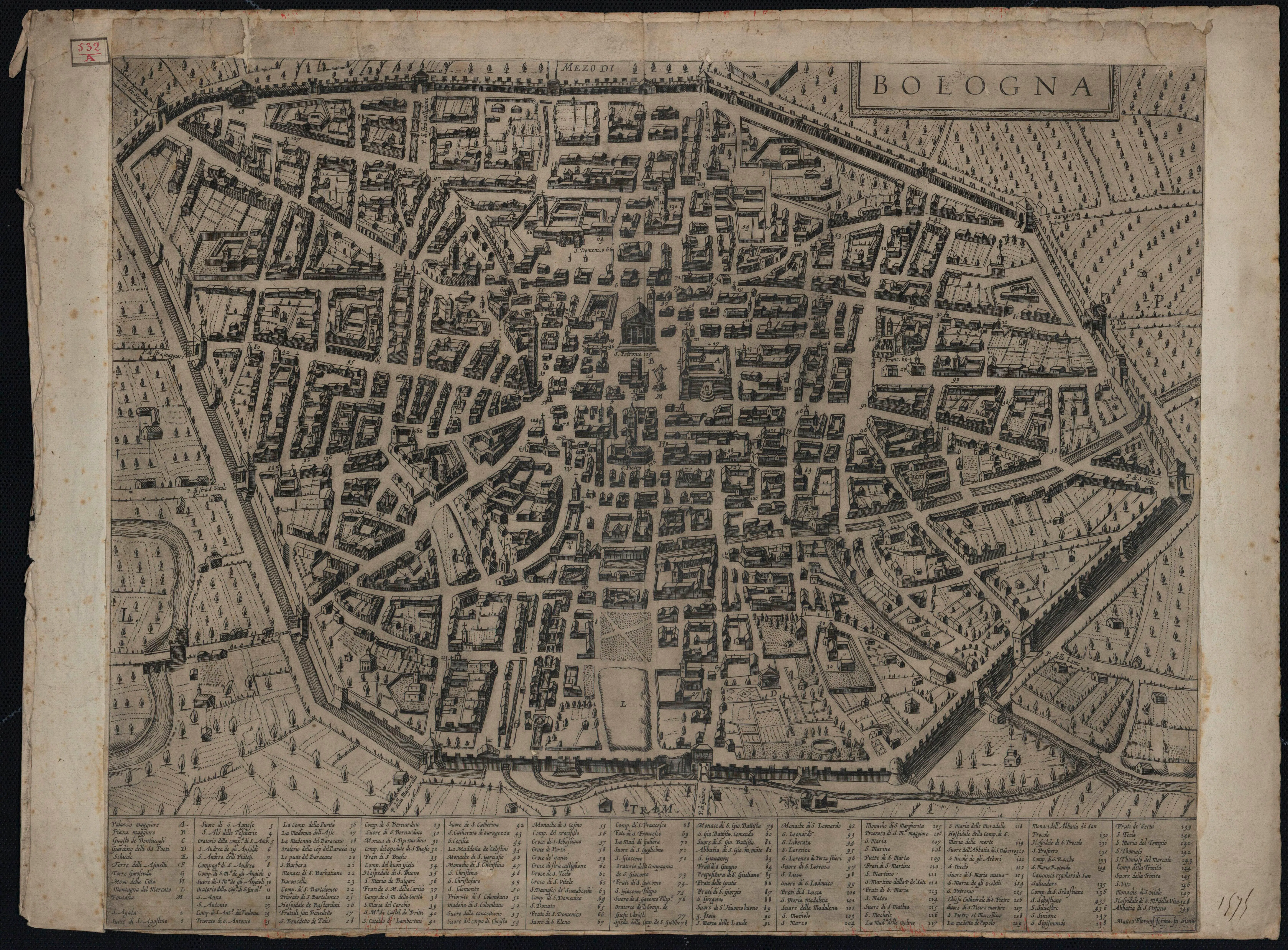 Matteo Florimi’s period plan of Bologna evokes the city not as a generic scholarly backdrop but as the empirical setting in which Casati linked Jesuit natural philosophy to post-Galilean mechanics through tower-based observations of falling bodies. Its dense urban fabric and prominent vertical structures make visible the kind of civic space in which measurement, correspondence, and collaboration with Bolognese figures such as Riccioli and Grimaldi could converge.