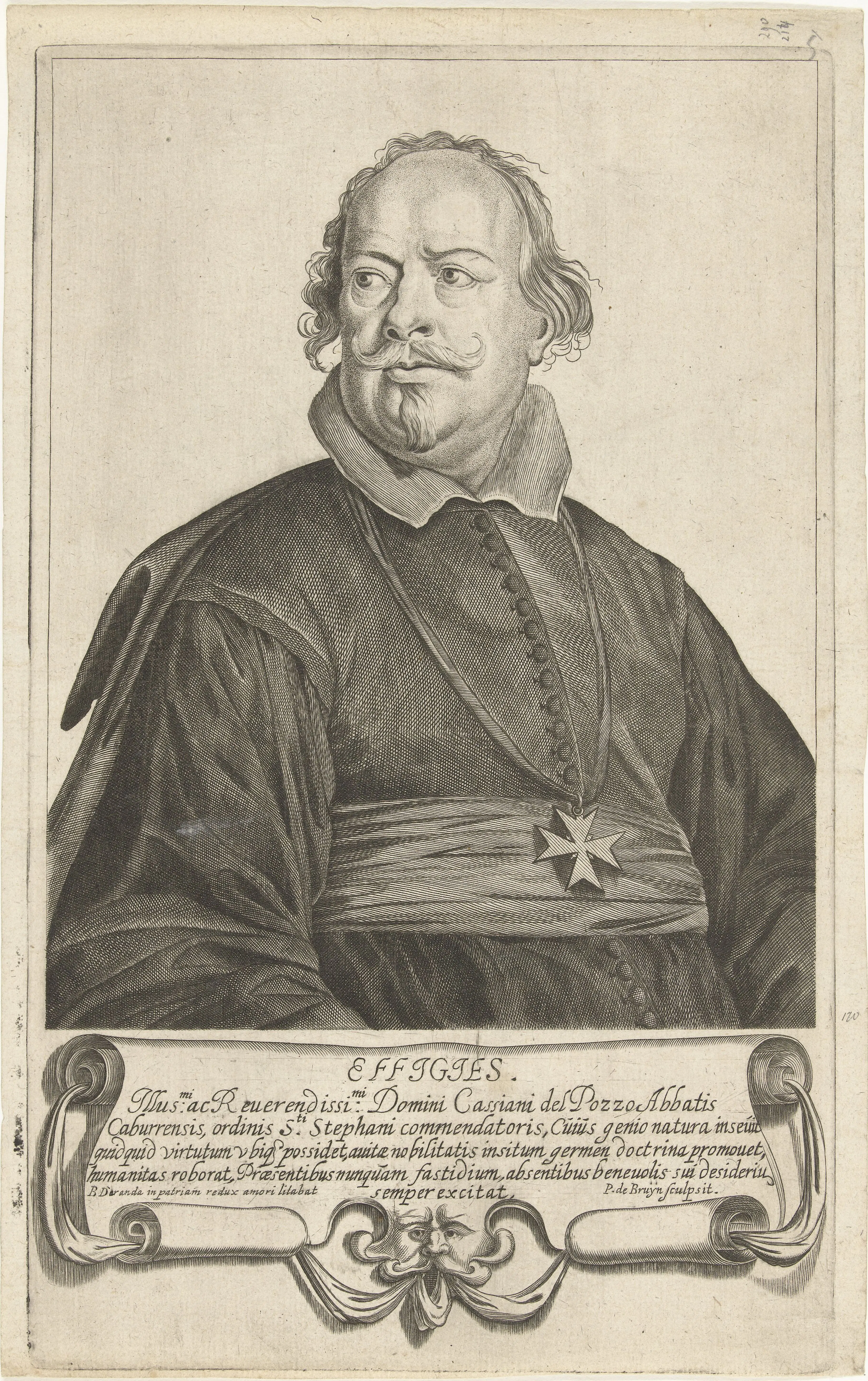 Pieter de Brune's mid-seventeenth-century engraved portrait of Cassiano dal Pozzo.