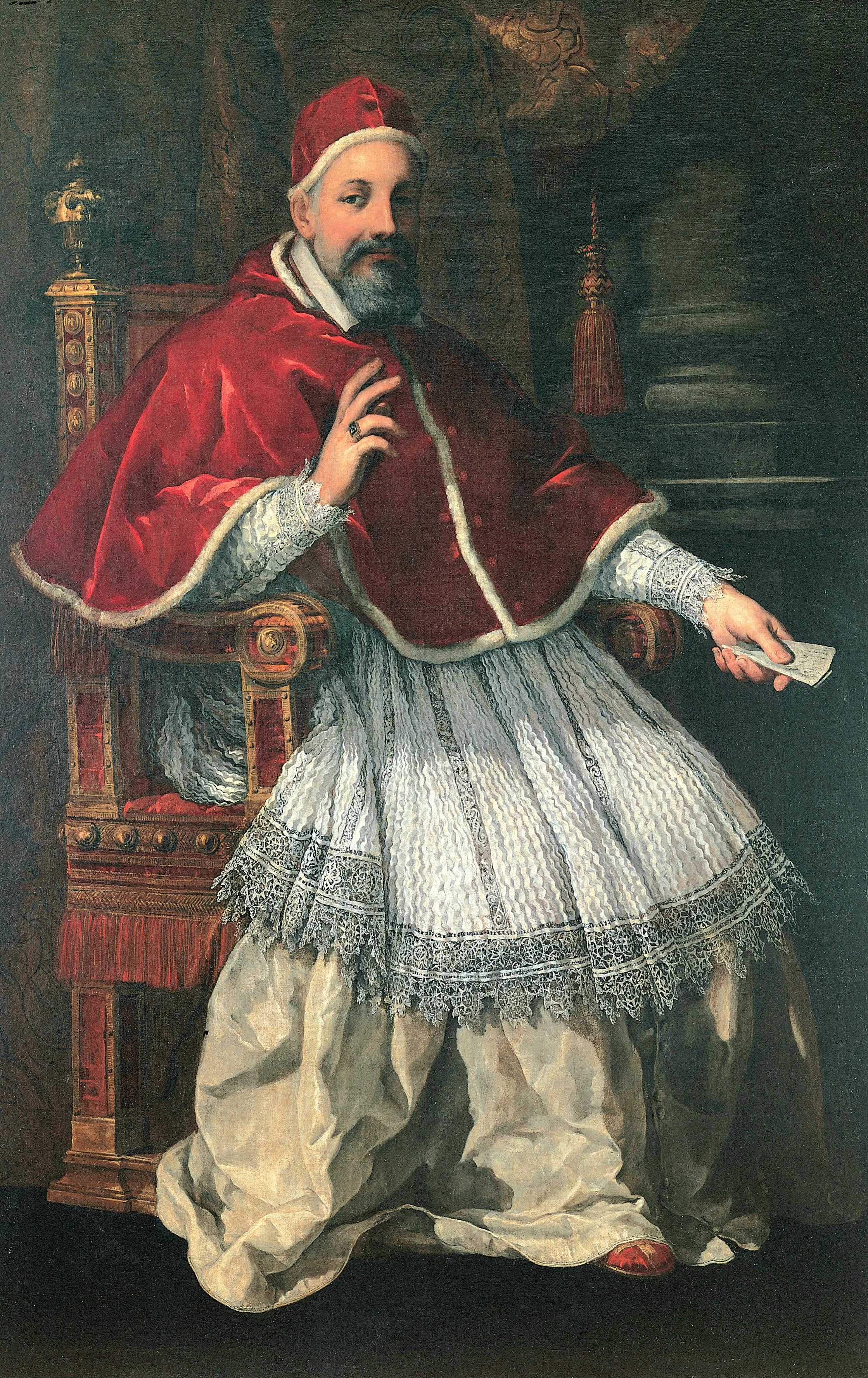 Pietro da Cortona's contemporary portrait of Urban VIII presents the Barberini pope whose Roman patronage underwrote the learned commission Magri identifies as the source of the Antilogiae: the revision of an Arabic Bible for printing and instruction among Eastern Christians. The image anchors that philological enterprise in the papal court and Propaganda Fide milieu linking Magri, Maronite scholars, and Levantine expertise.