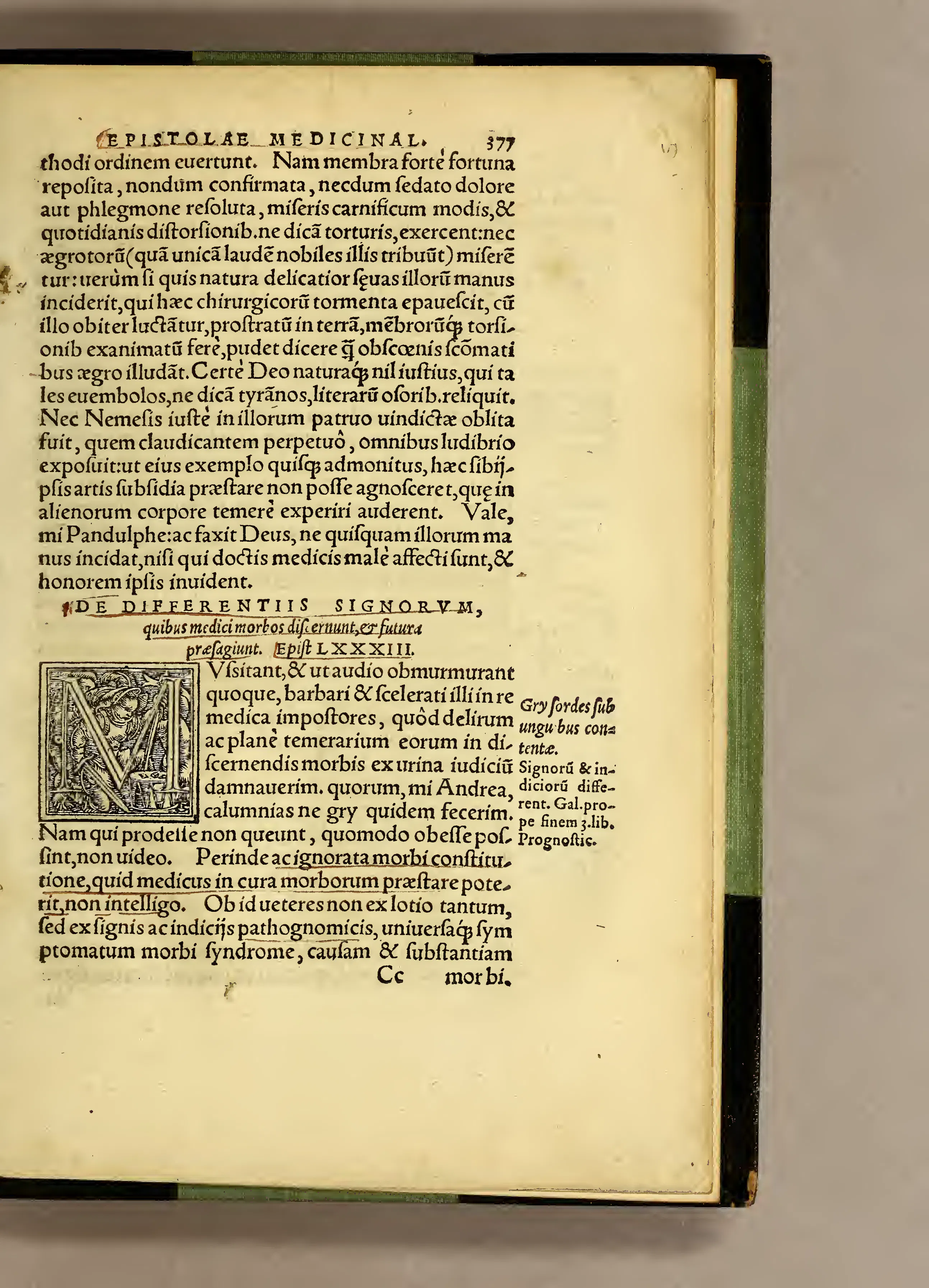 Page 377 of the 1554 quarto, where a display heading and a large historiated initial launch Epistola LXXXIII.