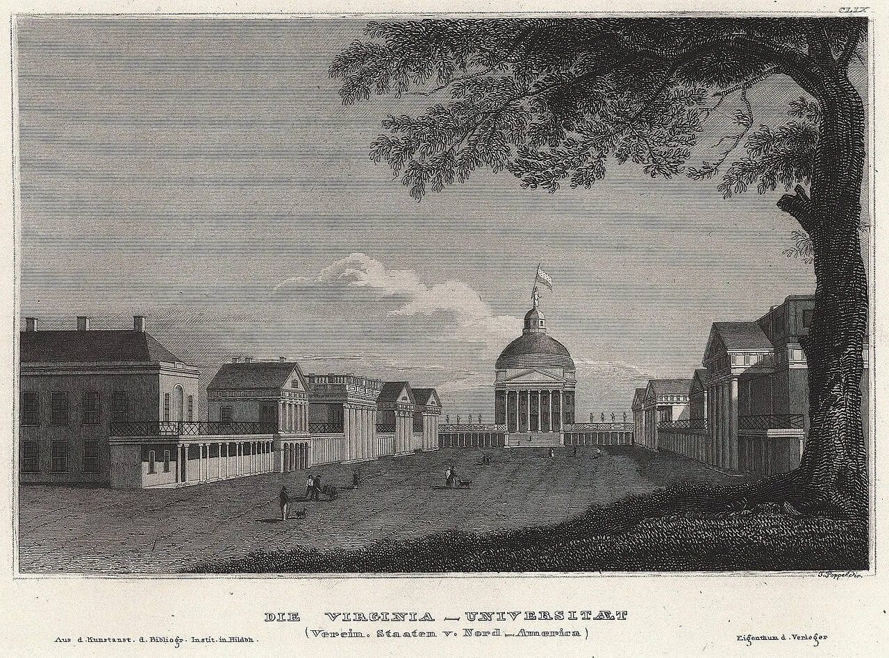 Johann Poppel’s 1837 view of the University of Virginia Academical Village