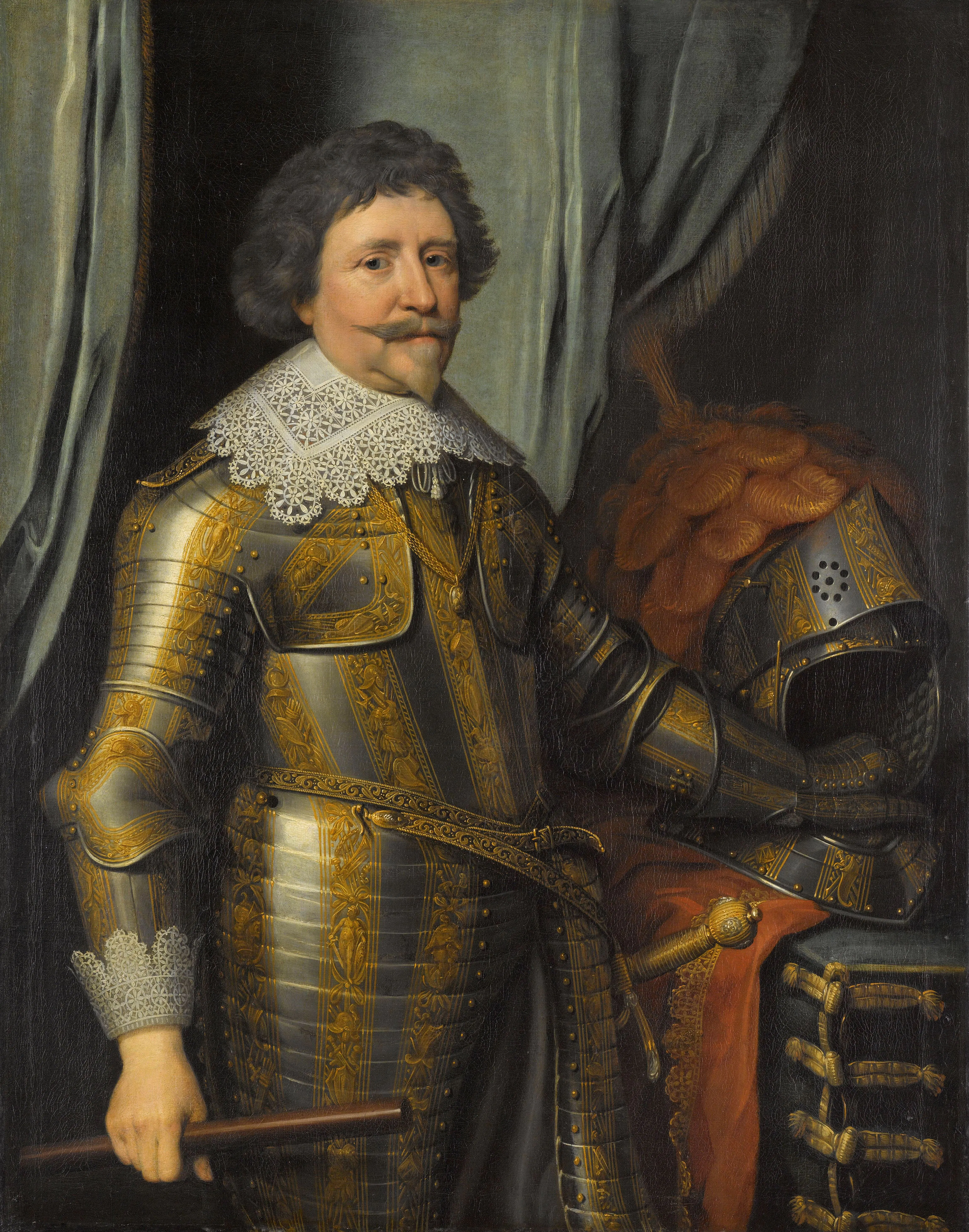 Frederick Henry of Orange-Nassau, portrayed in armour (Rijksmuseum SK-A-254). Virol credits him with encouraging the treatise's publication, and Dögen hails him as the most judicious and fortunate besieger of cities—the soldier-stadholder at the centre of the Dutch school the treatise holds up as normative.