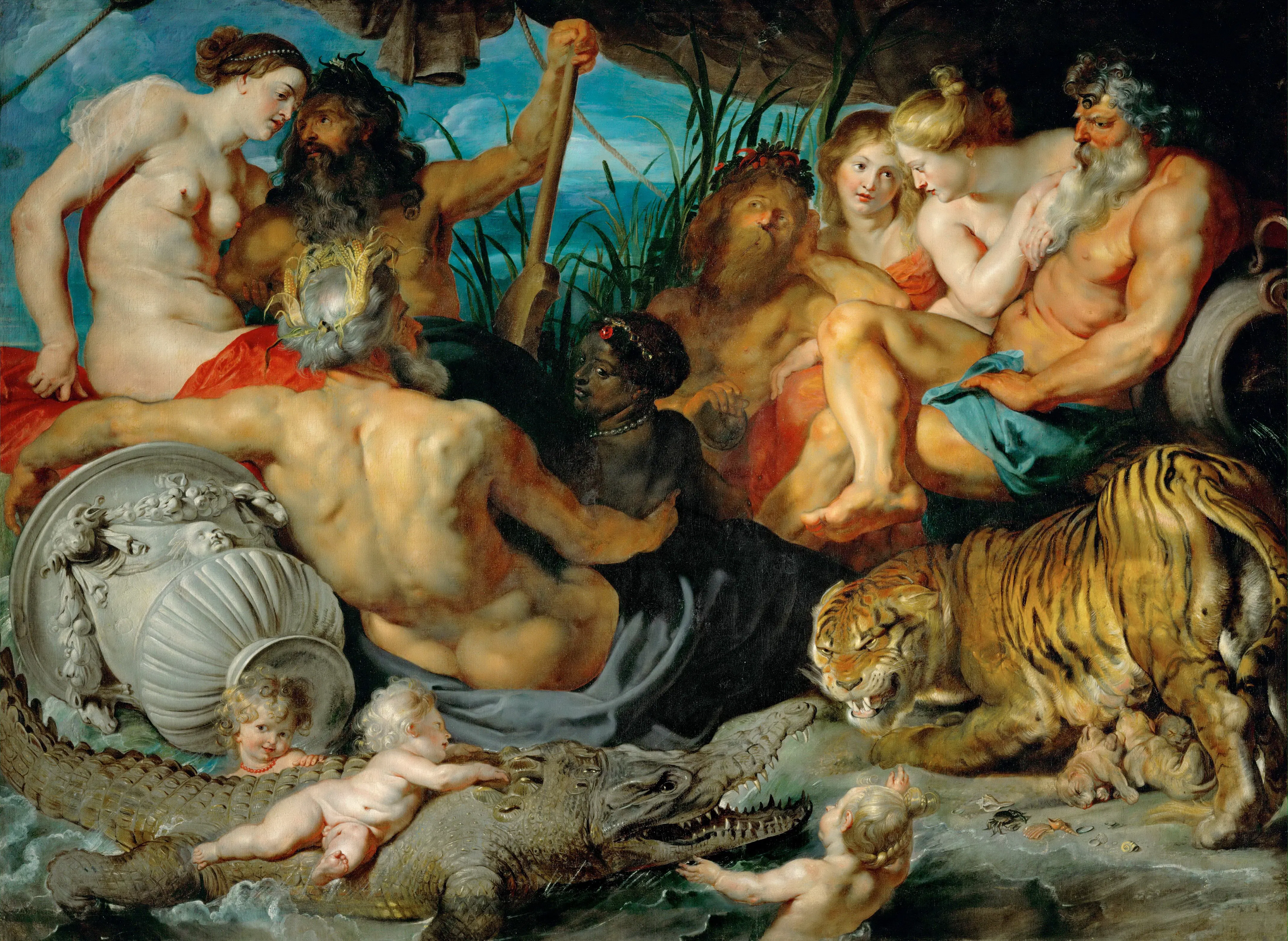 Peter Paul Rubens's allegory The Four Continents gives visual form to the fourfold world-picture of the early modern age. It does not illustrate the treatise, but it shares the schema of Europe, Asia, Africa and America through which grace is claimed to reach every quarter of the globe.