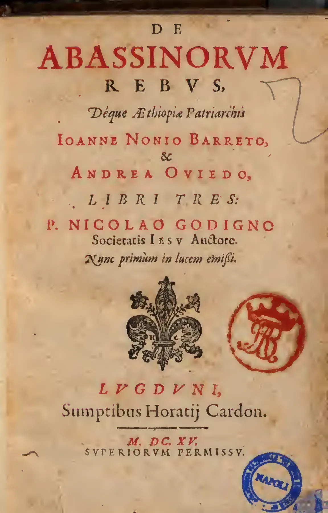 Godinho's 1615 Lyon title page states the book's claims before the argument begins.