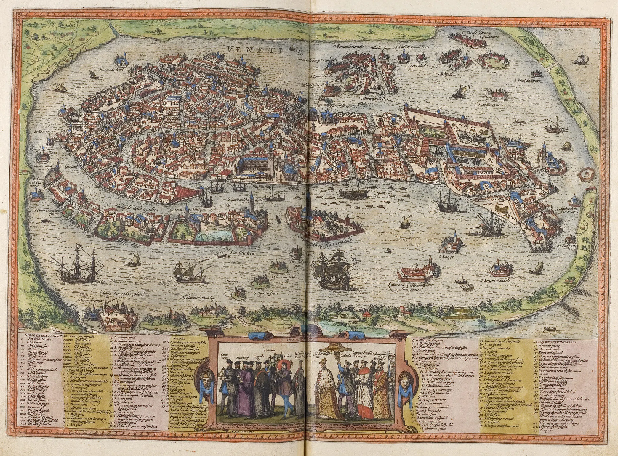 This sixteenth-century Braun and Hogenberg view shows Venice, which Scheffer names among the commercial cities whose power rested on the sea. The galleys and smaller craft on its lagoon offer an early modern counterpart to the contemporary fleets through which he explains ancient naval practice.