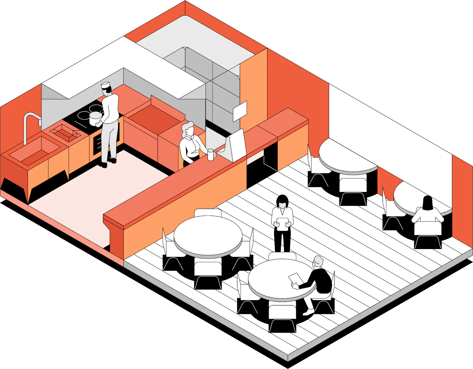 An Otter Digital Dine-In illustration.