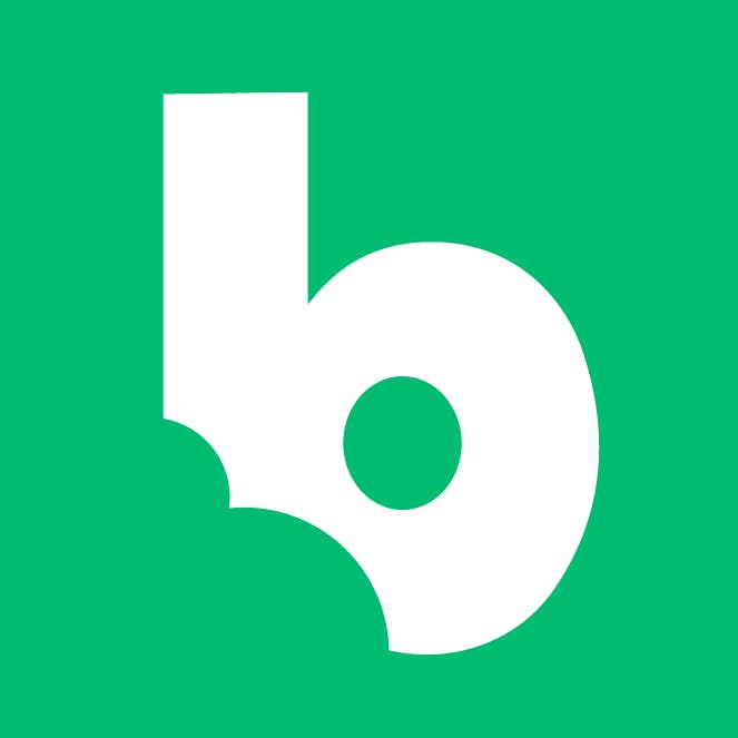 logo showing green background with a bold letter B