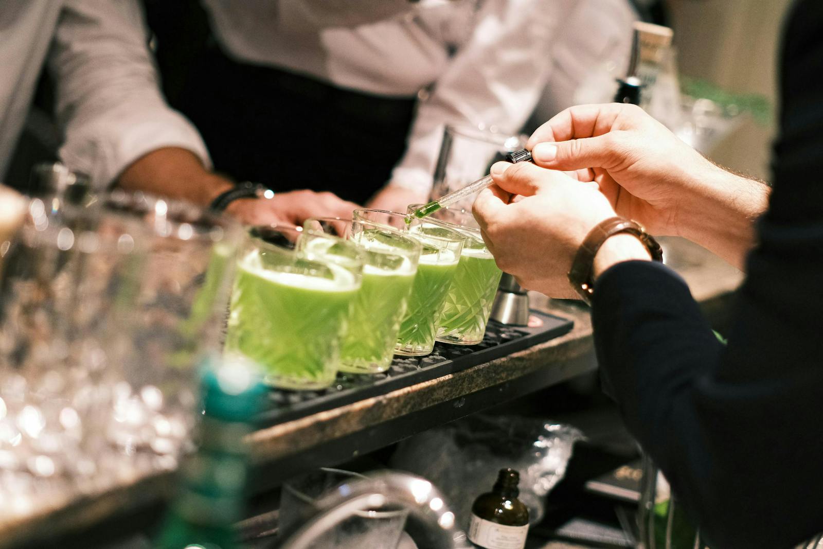 Drinks being served at a restaurant for a profitable St. Patrick's Day promotion. 