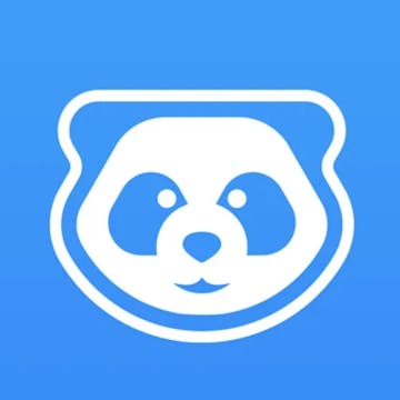 blue and white panda logo