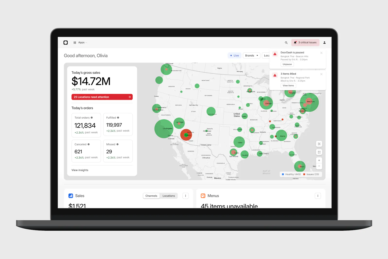 Desktop view of Live Monitoring