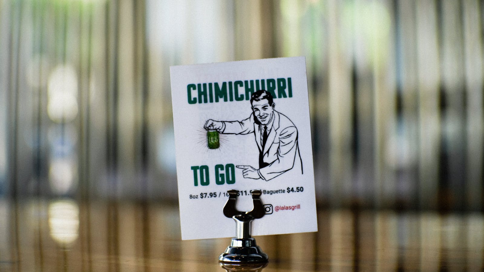 Sign for chimichurri at LALA'S Argentine Grill in L.A.