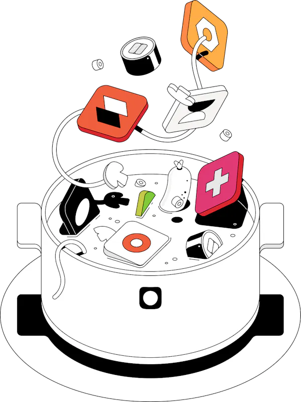 Several top delivery app icons falling into a pot with Otter's logo on it. 