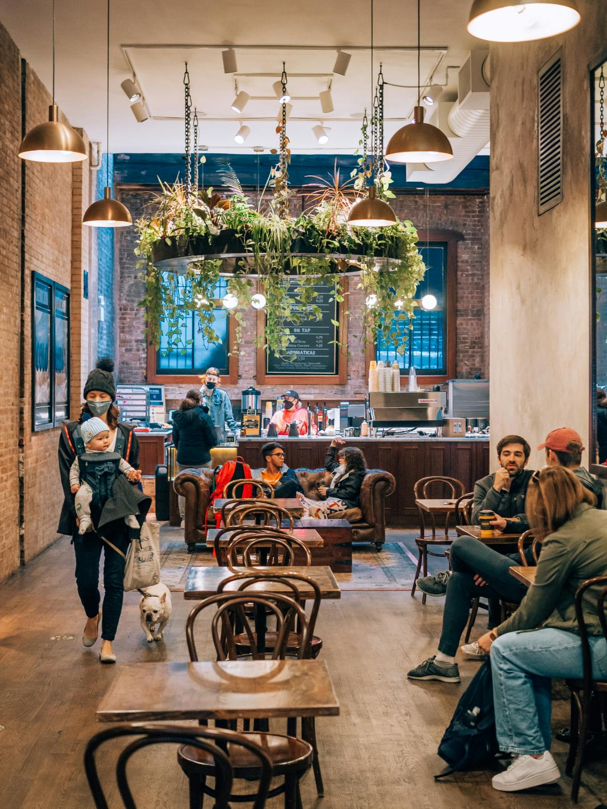 Interior of a restaurant in New York City. 