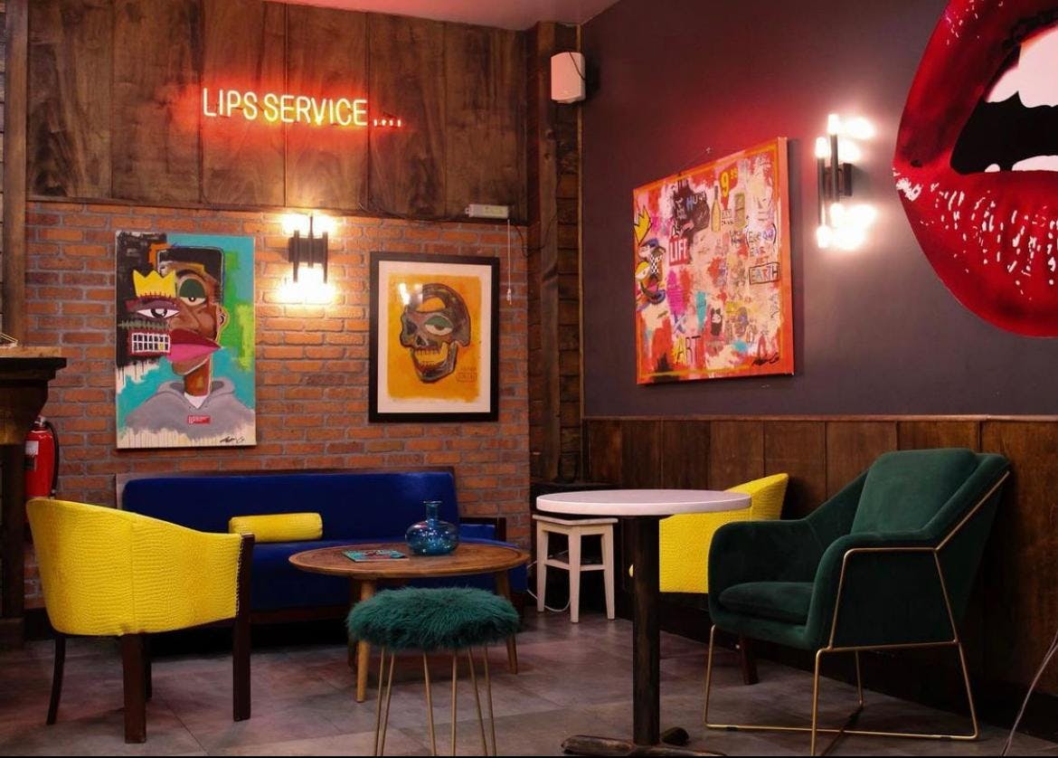 Interior of Lips Cafe in NYC.