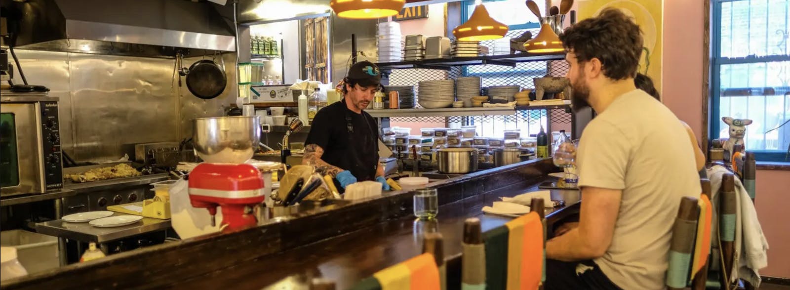 People eating inside Ursula in NYC.