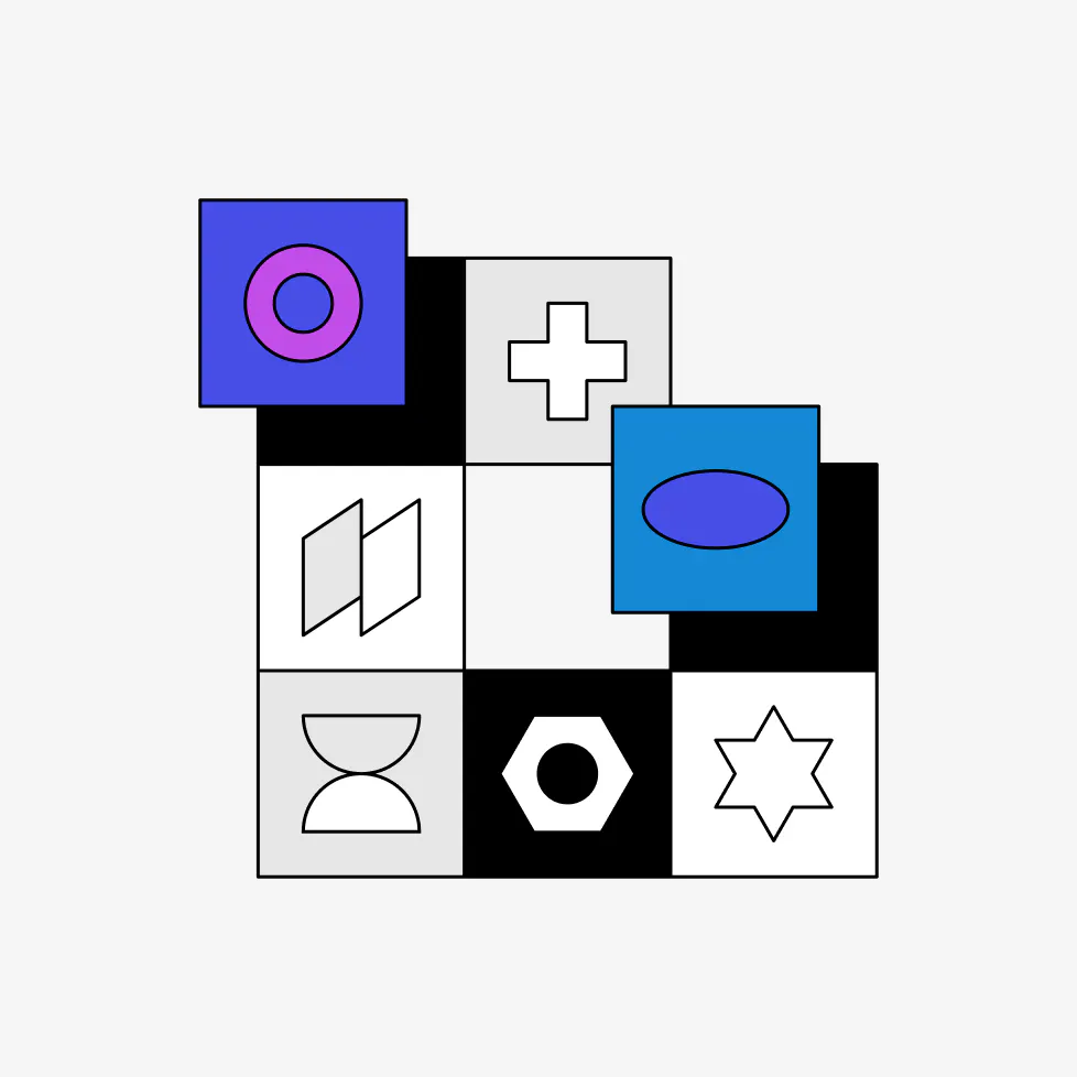 multicolored collage of shapes