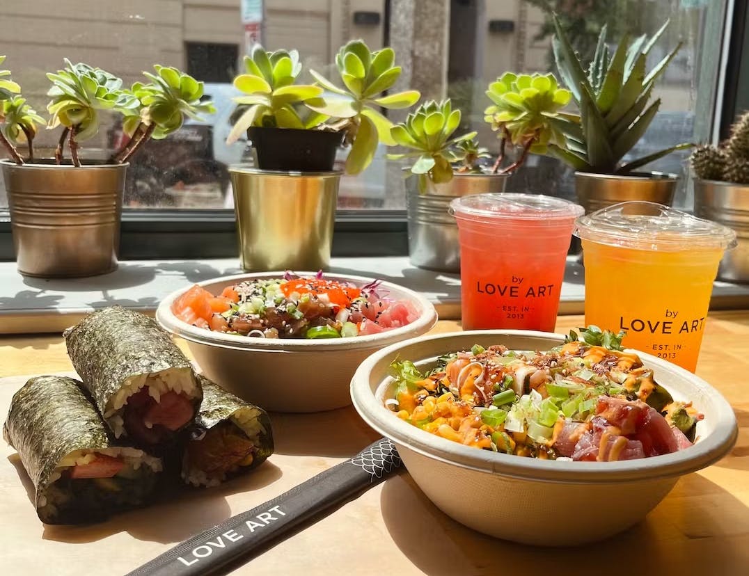 Food from Love Art Sushi in Boston, Massachusetts.