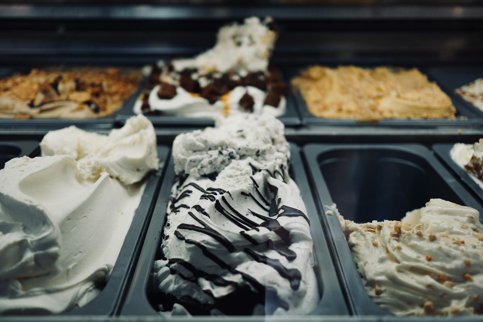 Several flavors of luxury ice cream. 