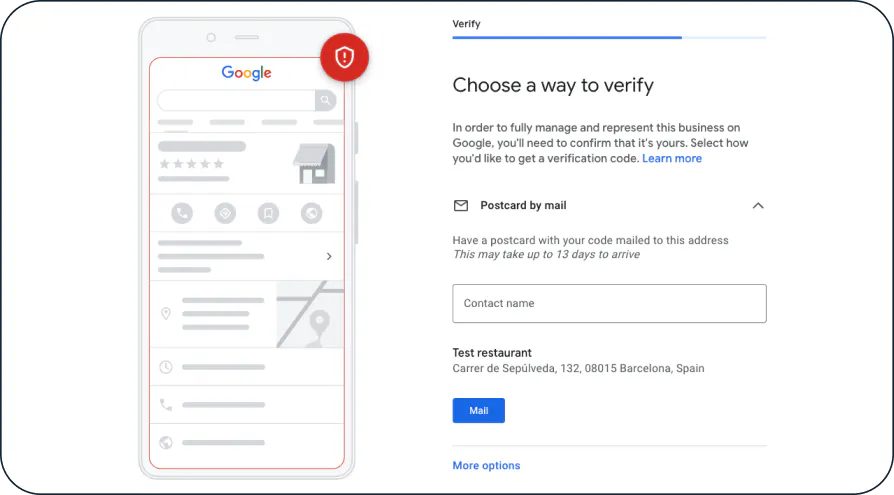 Image of verifying your restaurant's Google Business profile