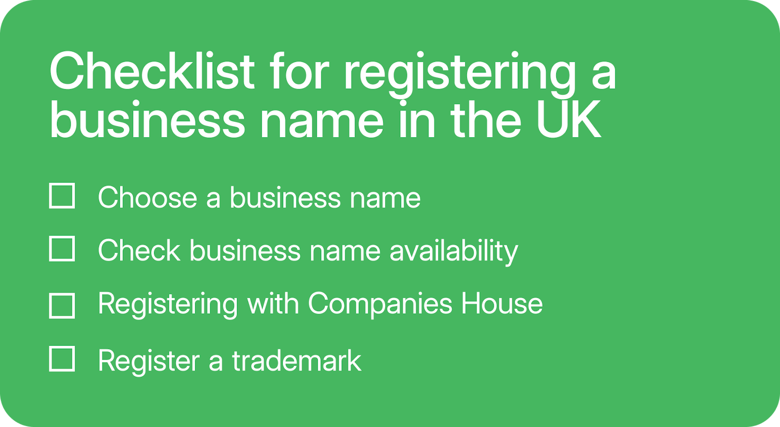Checklist for registering a business name in the UK