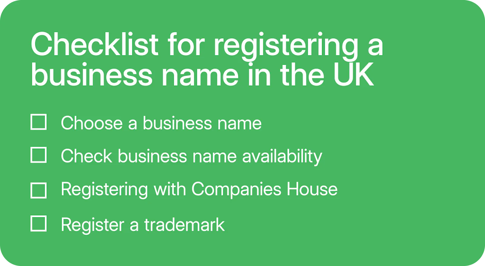 Checklist for registering a business name in the UK