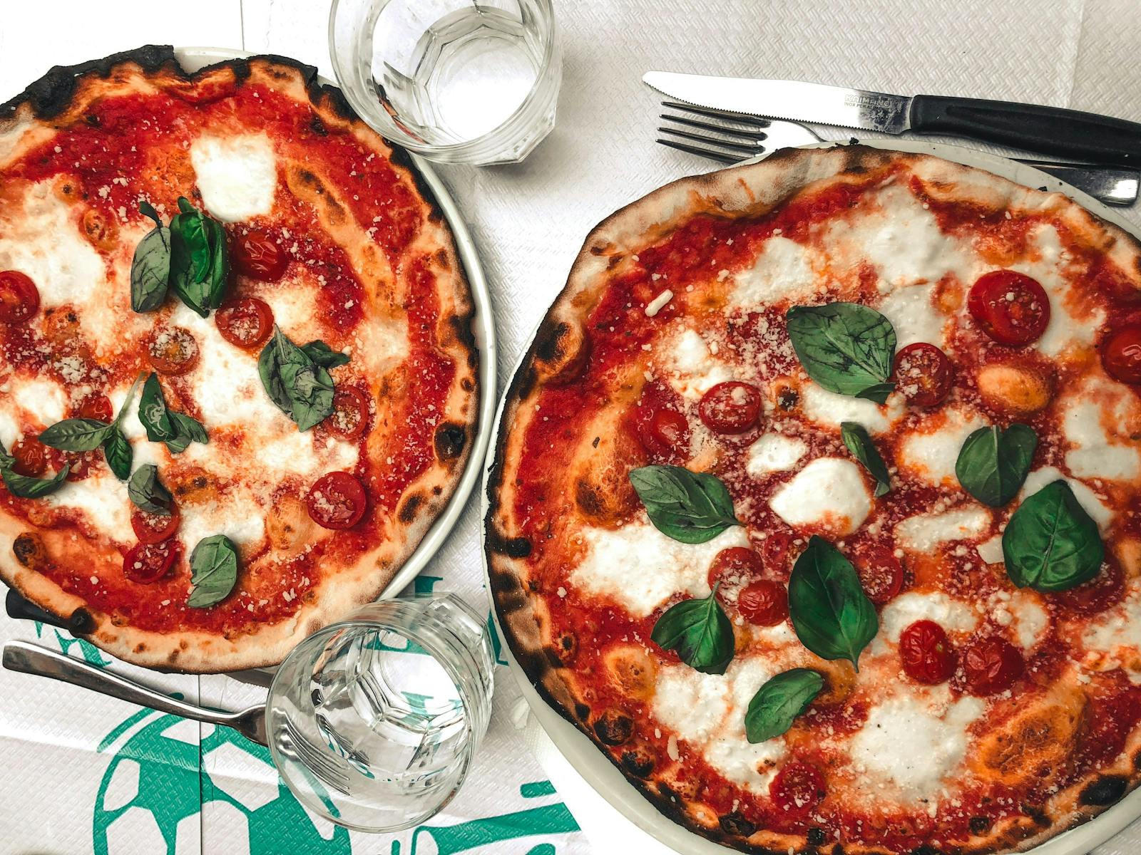 Pizza from a chain or pizzeria.