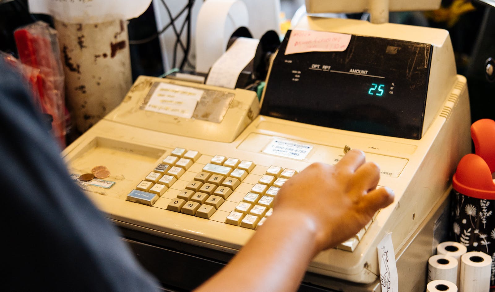 A traditional restaurant POS system from history. 