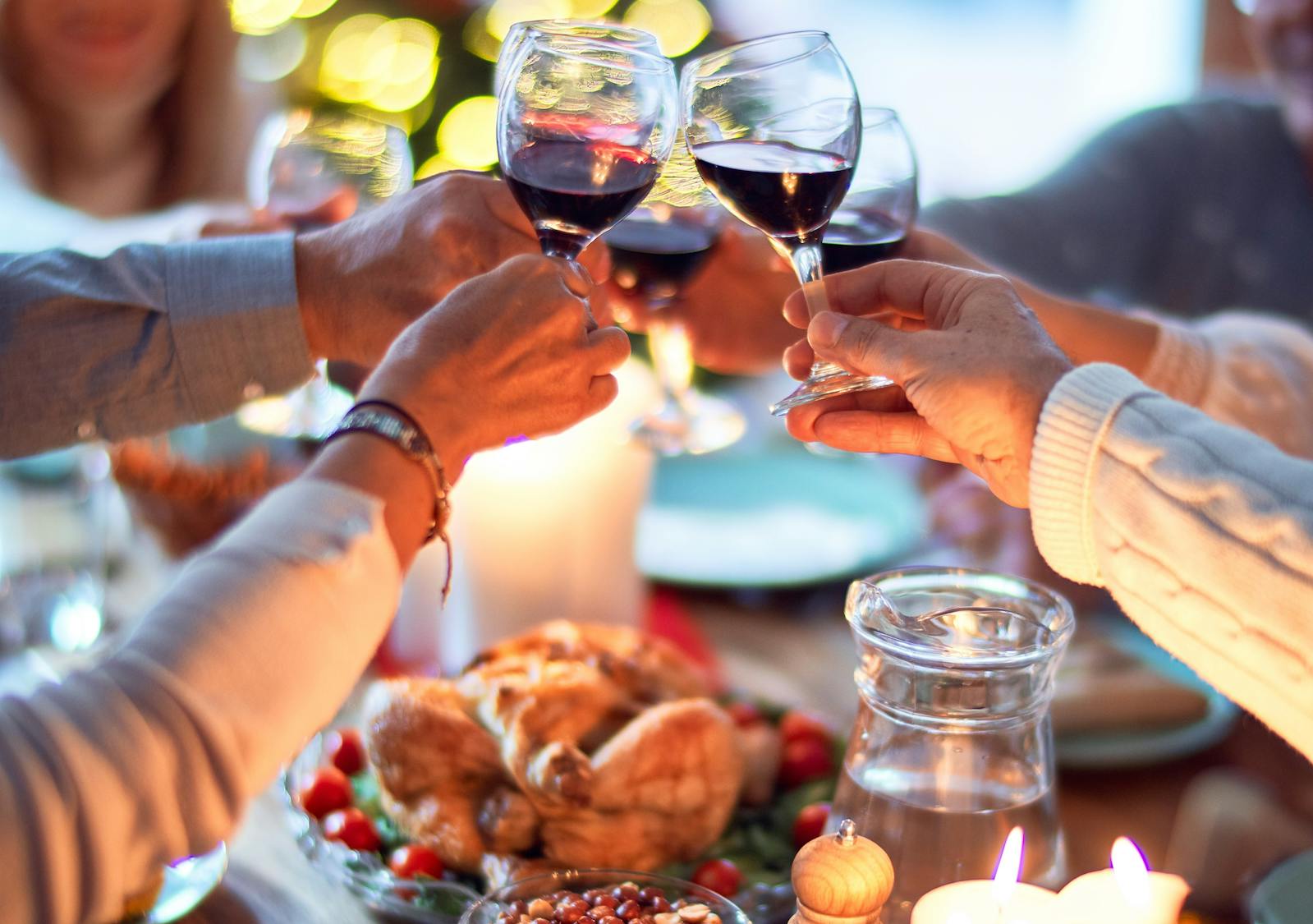 A holiday scene at a restaurant. 