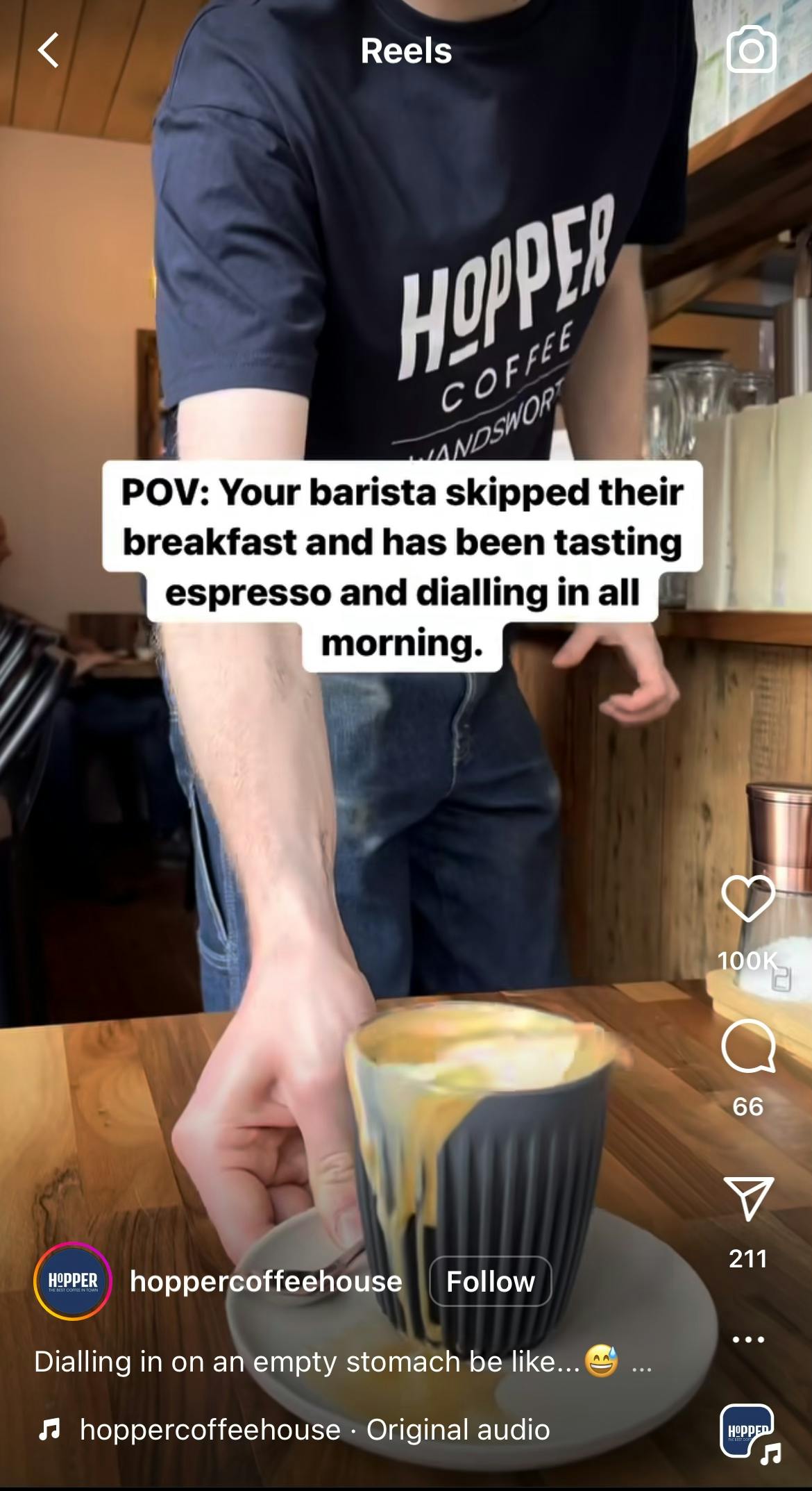 Instagram Reel by Hopper Coffee House.