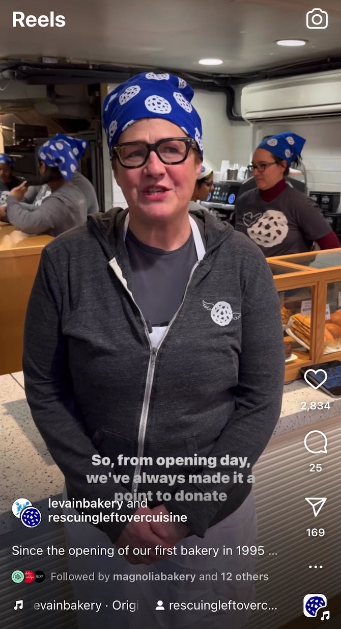 Instagram Reel by Levain Bakery.